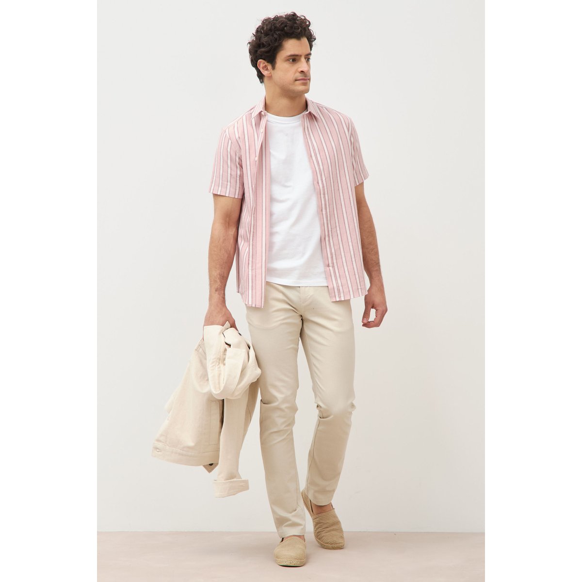 Chemise manches courtes rose pastel, BONOBO