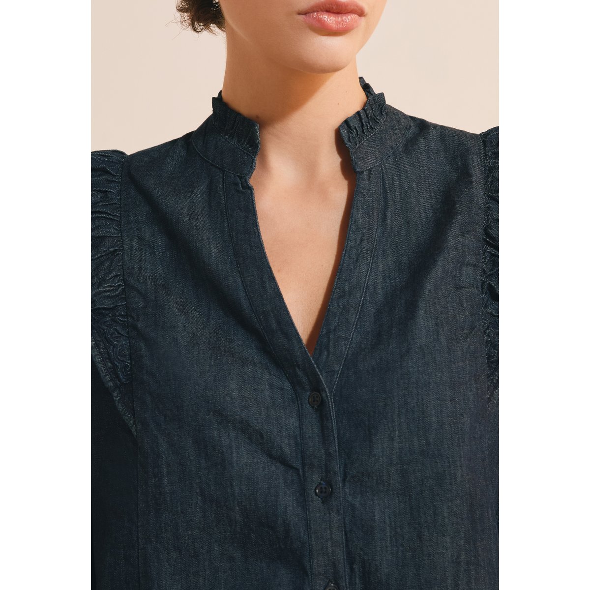 Blouse en jean à volants BRUNA BROD jean denim, ETAM