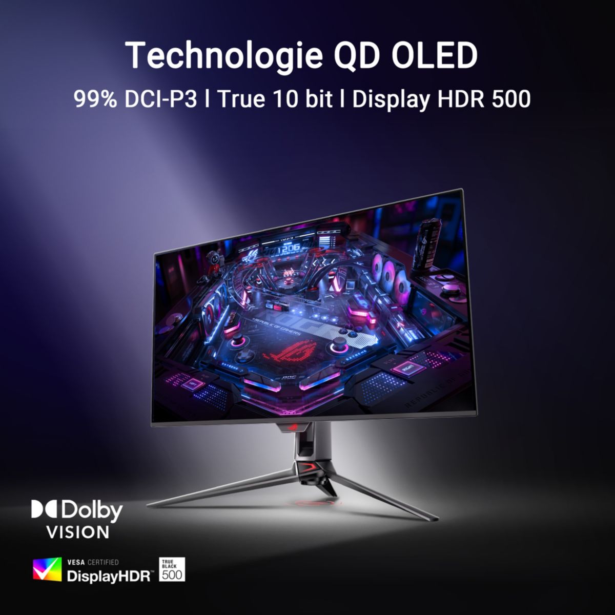 Ecran PC Gamer PG32UCDM3 32" 4K 240Hz QD-OLED HDR True Black 500 HDMI 2.1 USB-C 90W AMD FreeSync & G-Sync couleur unique, ASUS