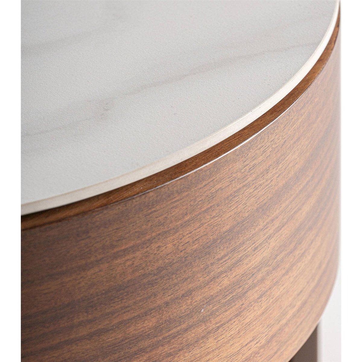 Table de chevet en bois style art déco marron chêne finition teintée blanche, RECOLLECTION