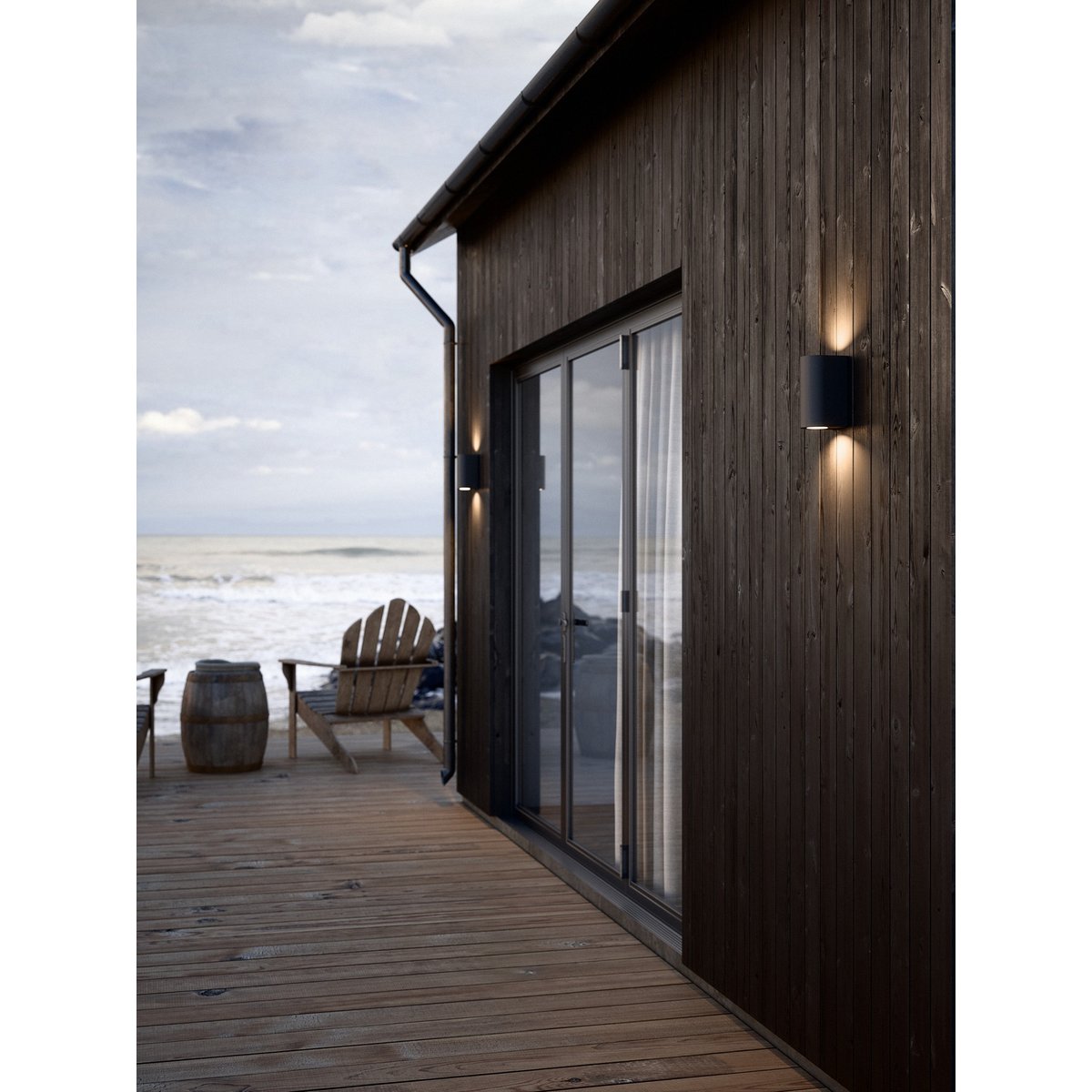 Applique murale extérieure adapté aux zones côtières  en aluminium, CANTO Maxi 2 noir, NORDLUX