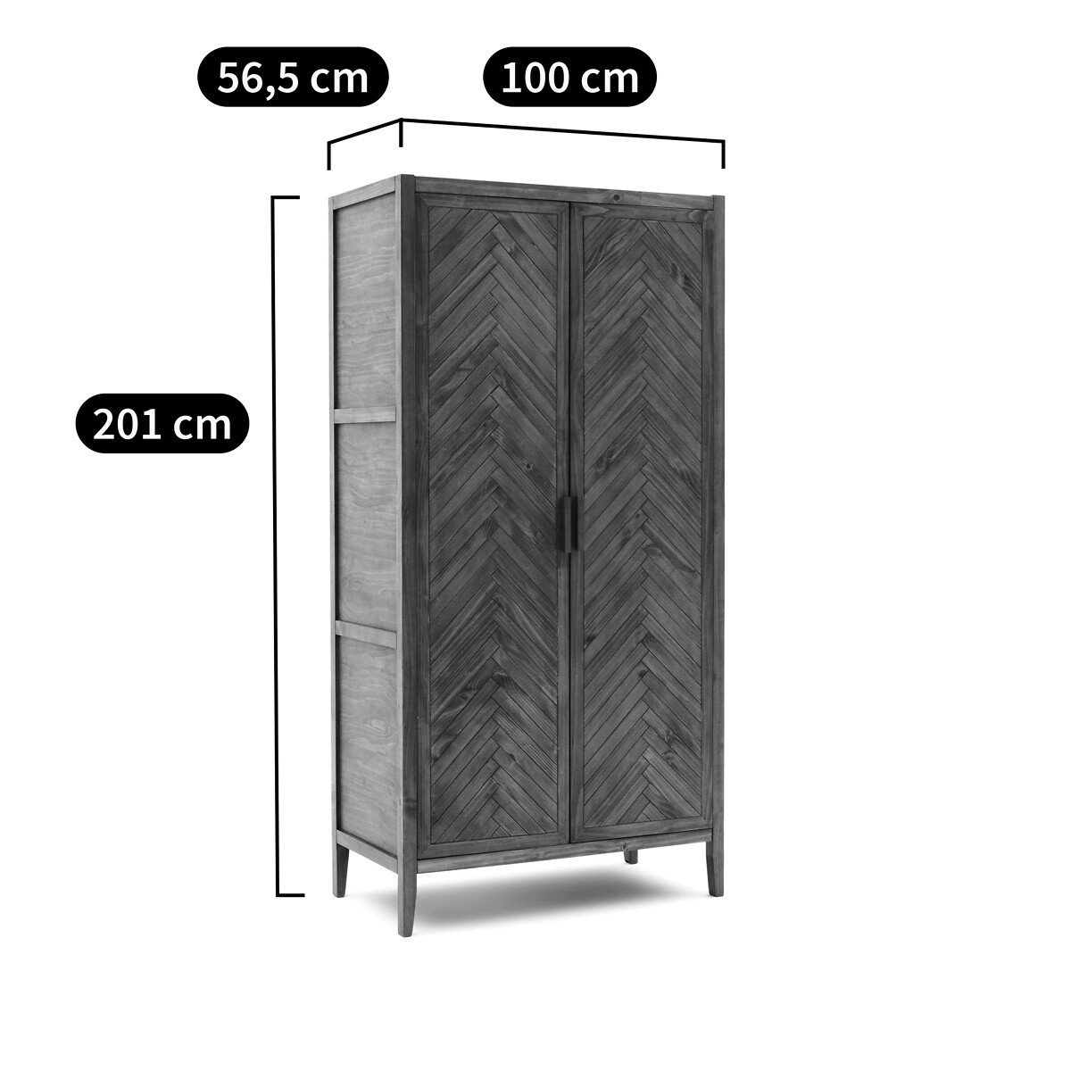 Armoire 2 portes en pin massif NOTTINGHAM bois foncé, LA REDOUTE INTERIEURS
