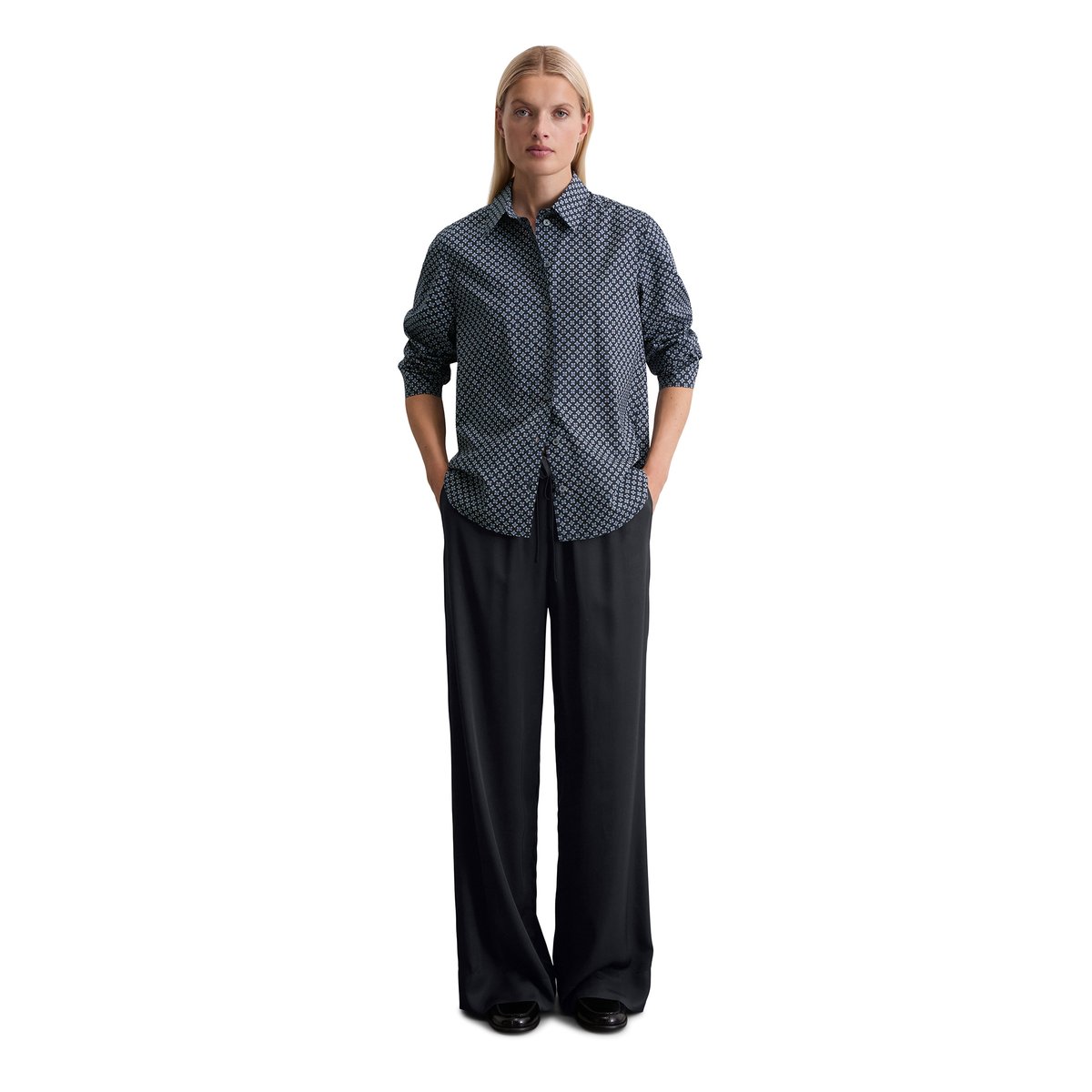 Blouse A-Shape en popeline Papertouch bleu, MARC O'POLO