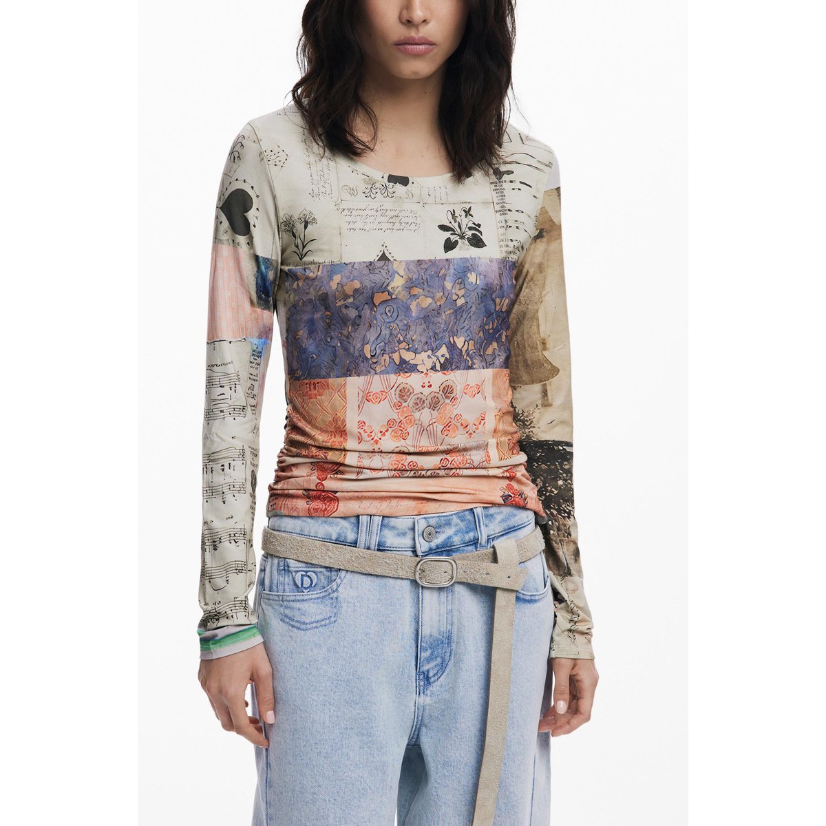 T-shirt froncée Collage multicolore, DESIGUAL