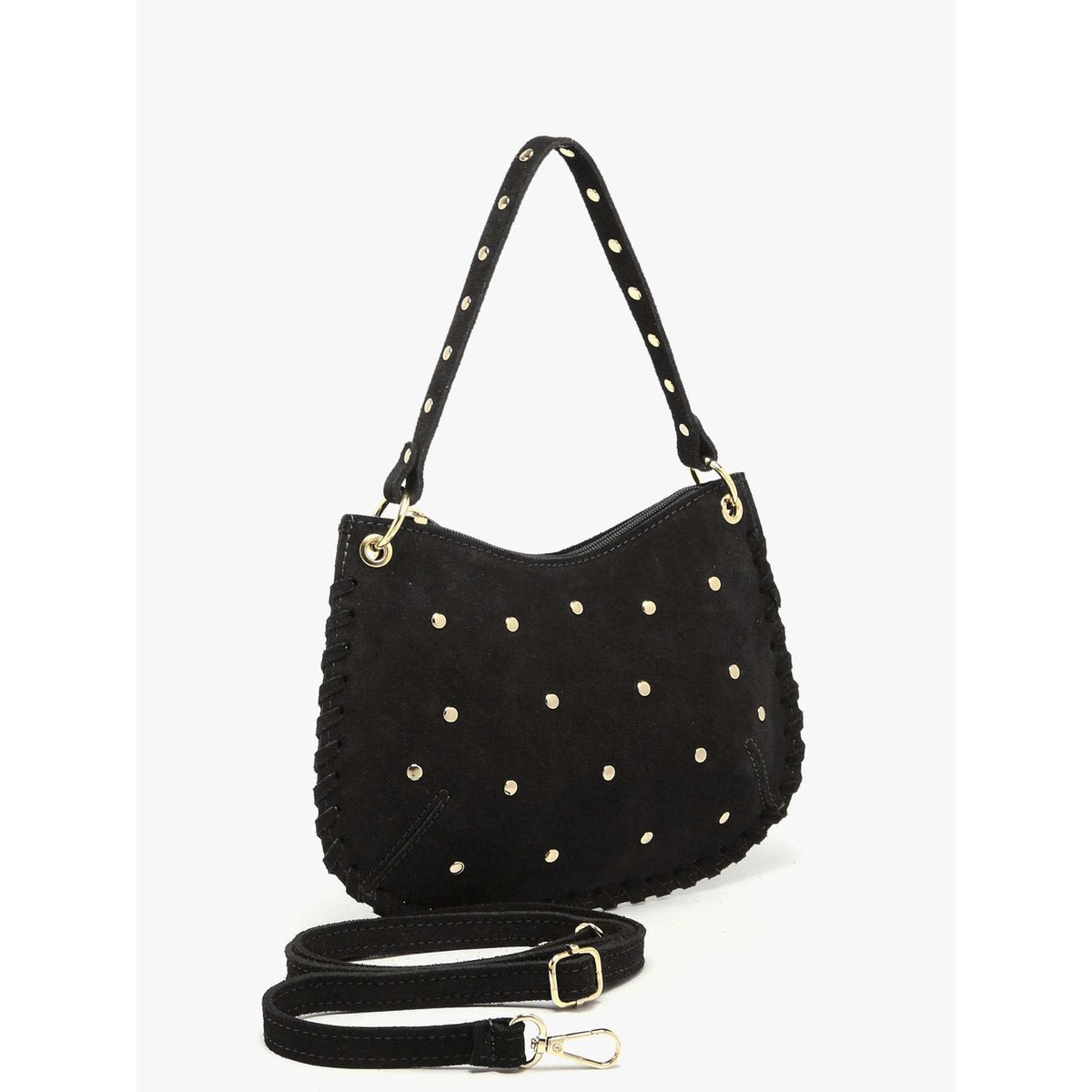 Sac porté épaule Velvet cuir nero, MILANO