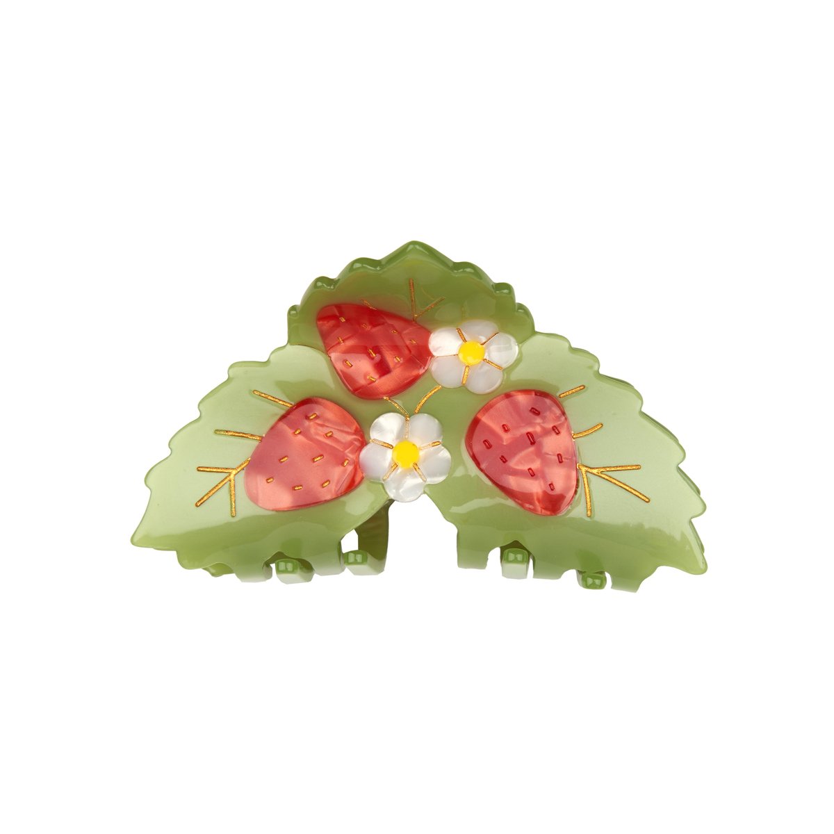 Pince à cheveux Fraisier rouge et vert, COUCOU SUZETTE