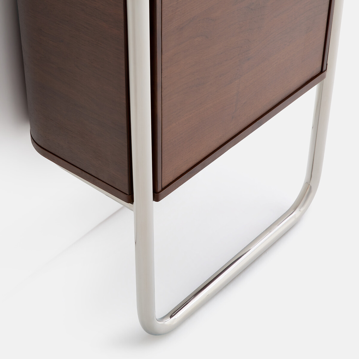 Étagère murale avec caisson 1 porte, en métal acier chromé, GIORGIO coloris noyer/chrome, LA REDOUTE INTERIEURS