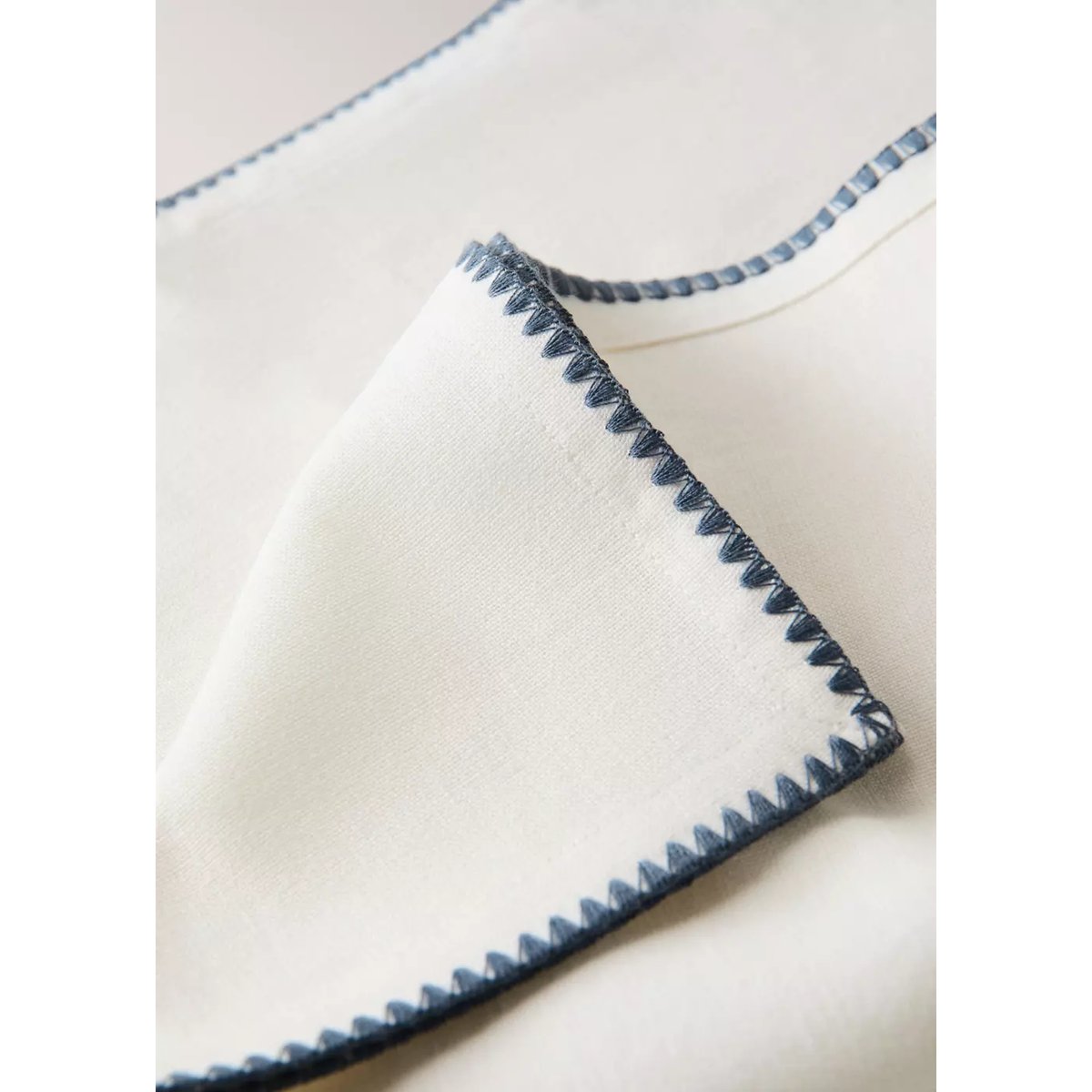 Serviettes de table lin coton contraste blanc cassé, MANGO HOME
