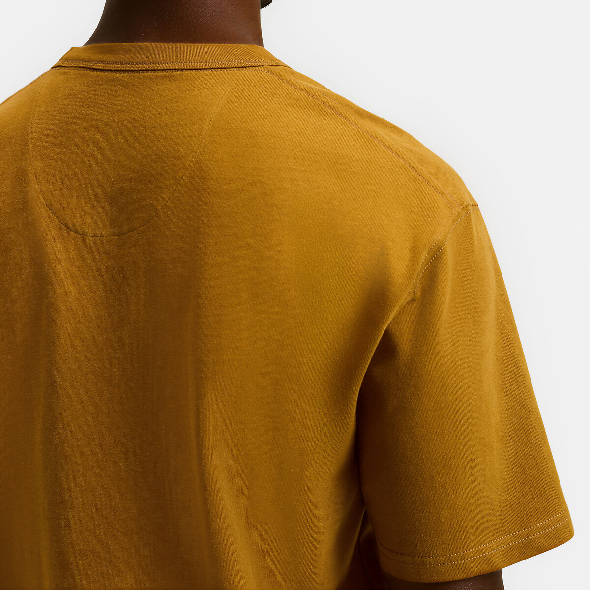 Camiseta de cuello redondo, corte boxy, algodón grueso, tacto suave amarillo ocre, LA REDOUTE COLLECTIONS