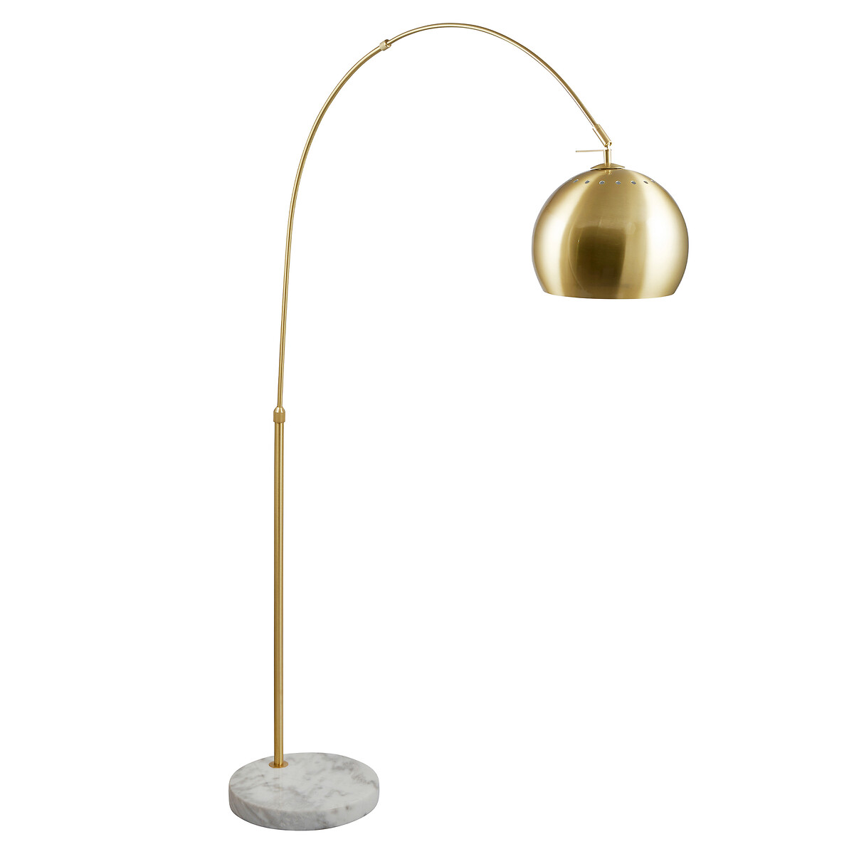 Fia Brushed Metal and White Marble Floor Lamp brass, SO'HOME