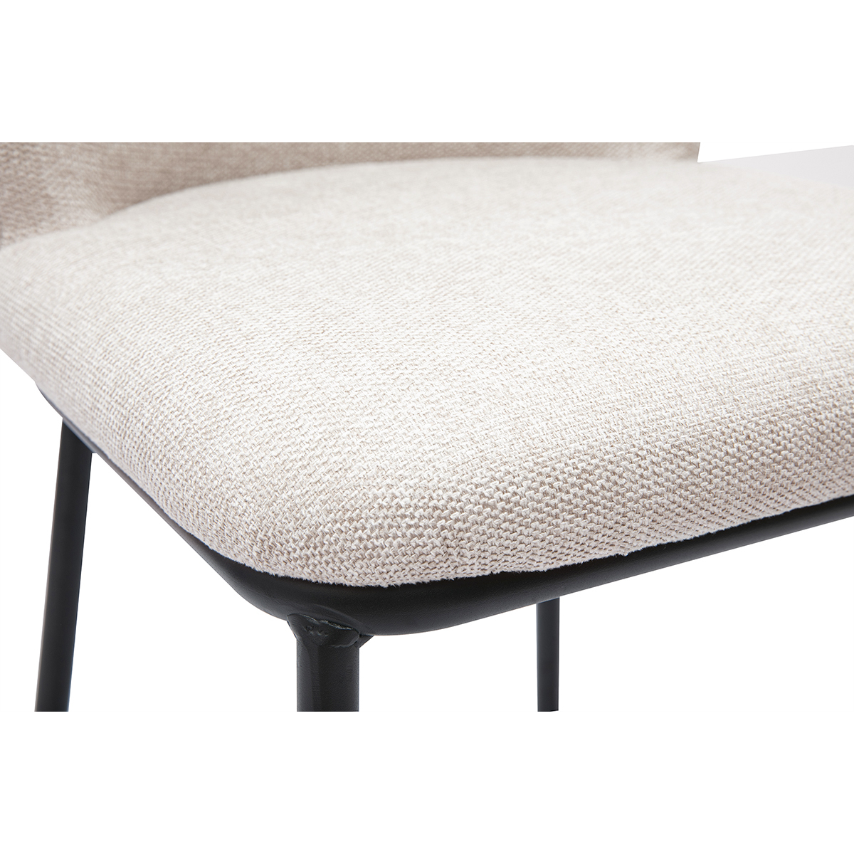 Tabourets en tissu effet velours texturé beige et métal noir (lot de 2) LISOR beige, MILIBOO