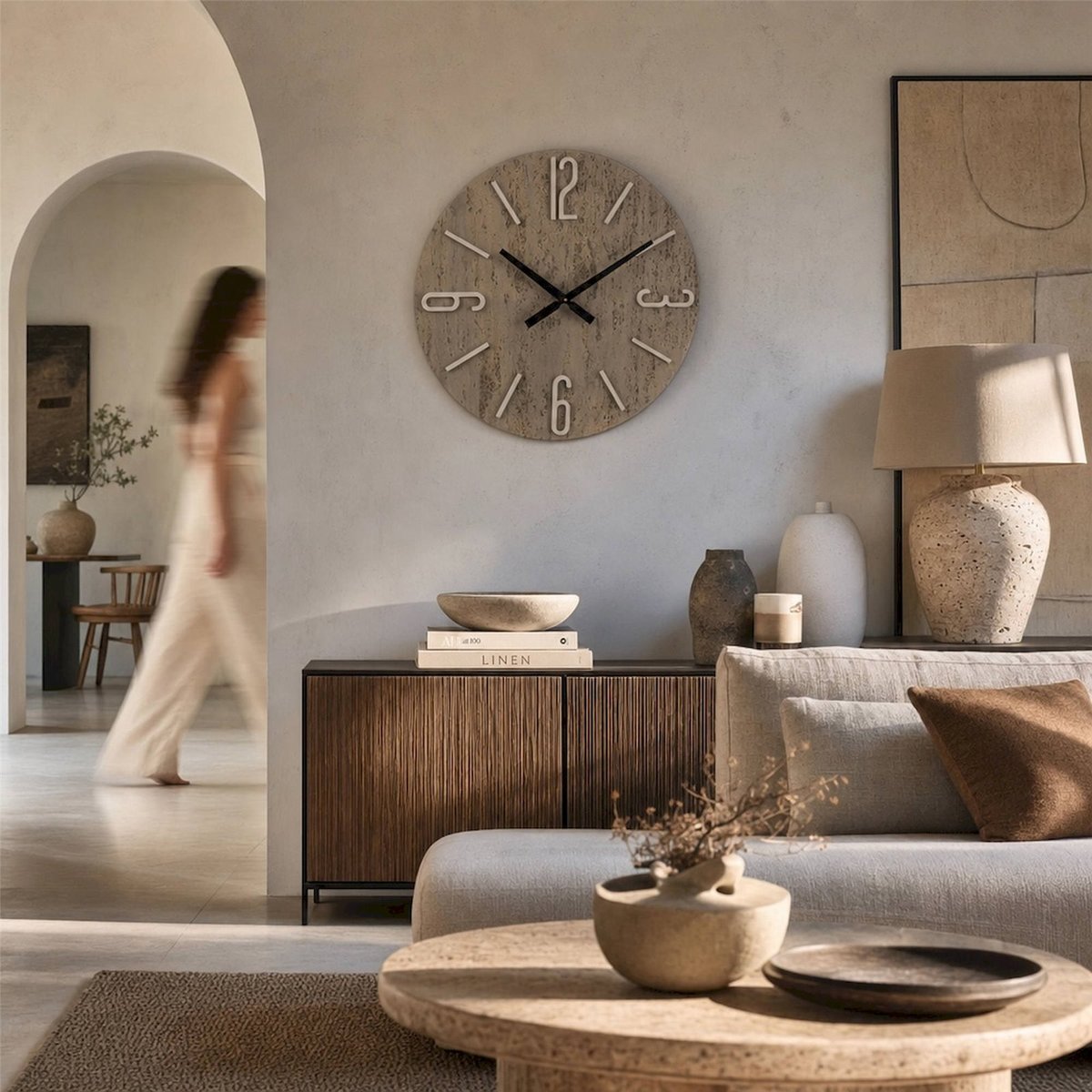 Horloge murale grand format effet pierre effet pierre multicolore, RECOLLECTION