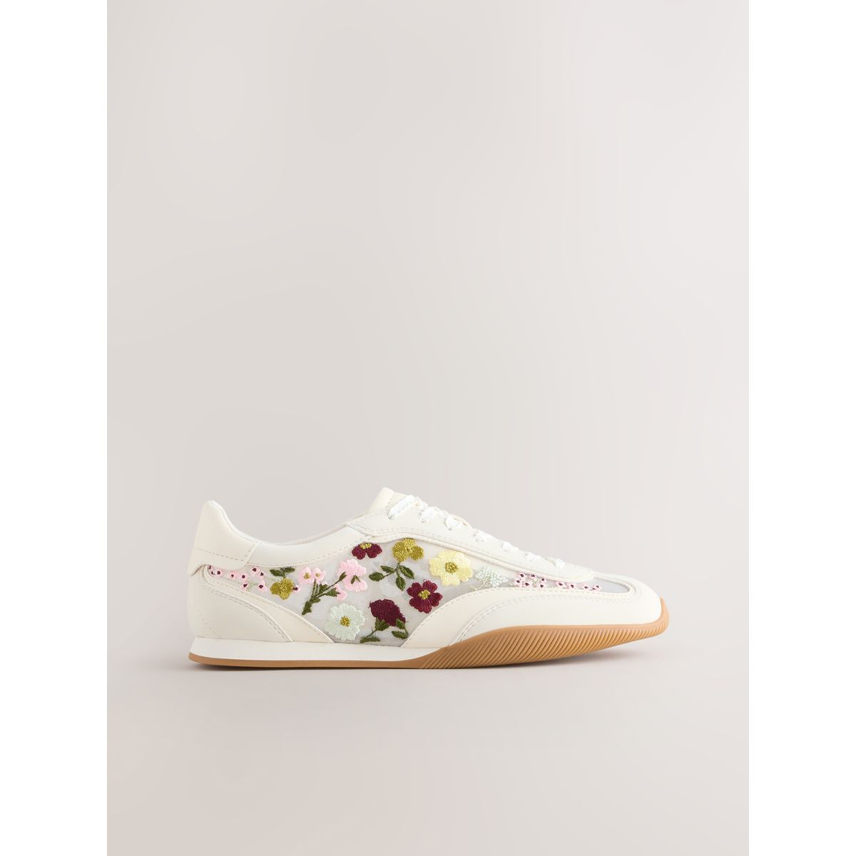 Baskets brodées semelle fine forever comfort® motif fleurs, NEXT