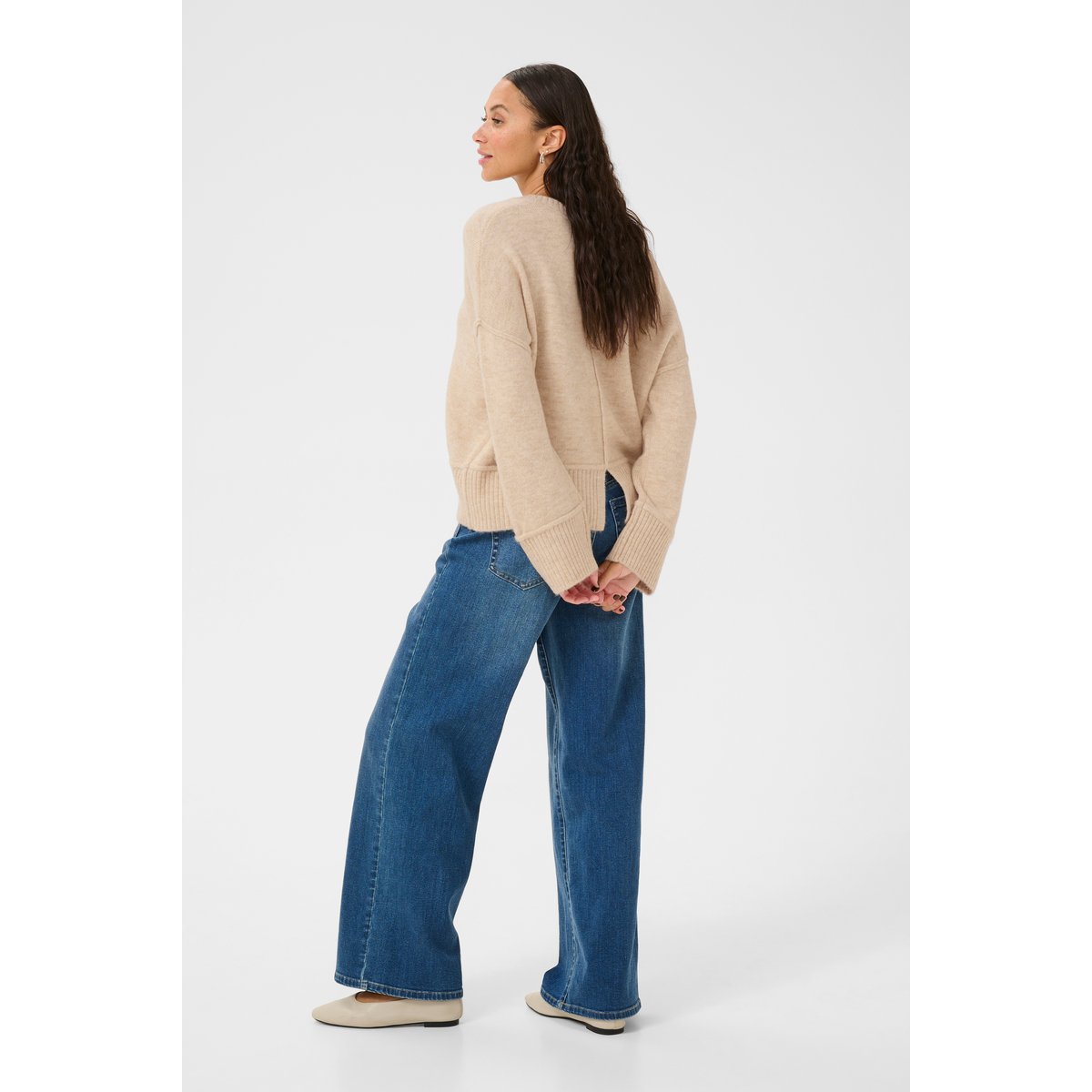 Knitted pullover beige feather gray melange, KAFFE