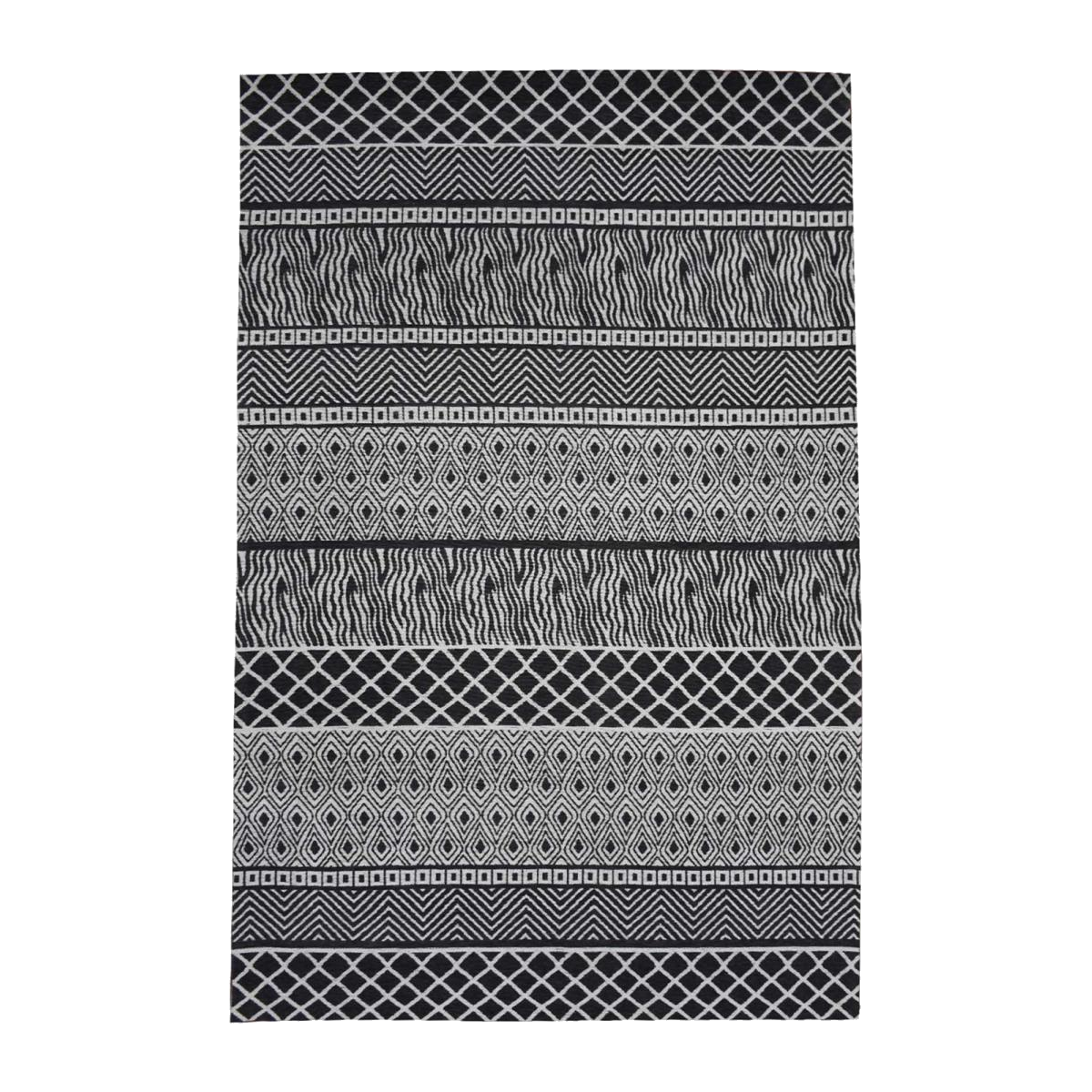 Tapis salon et chambre fait à la main motif ethnique ZIGZOU gris, UN AMOUR DE TAPIS