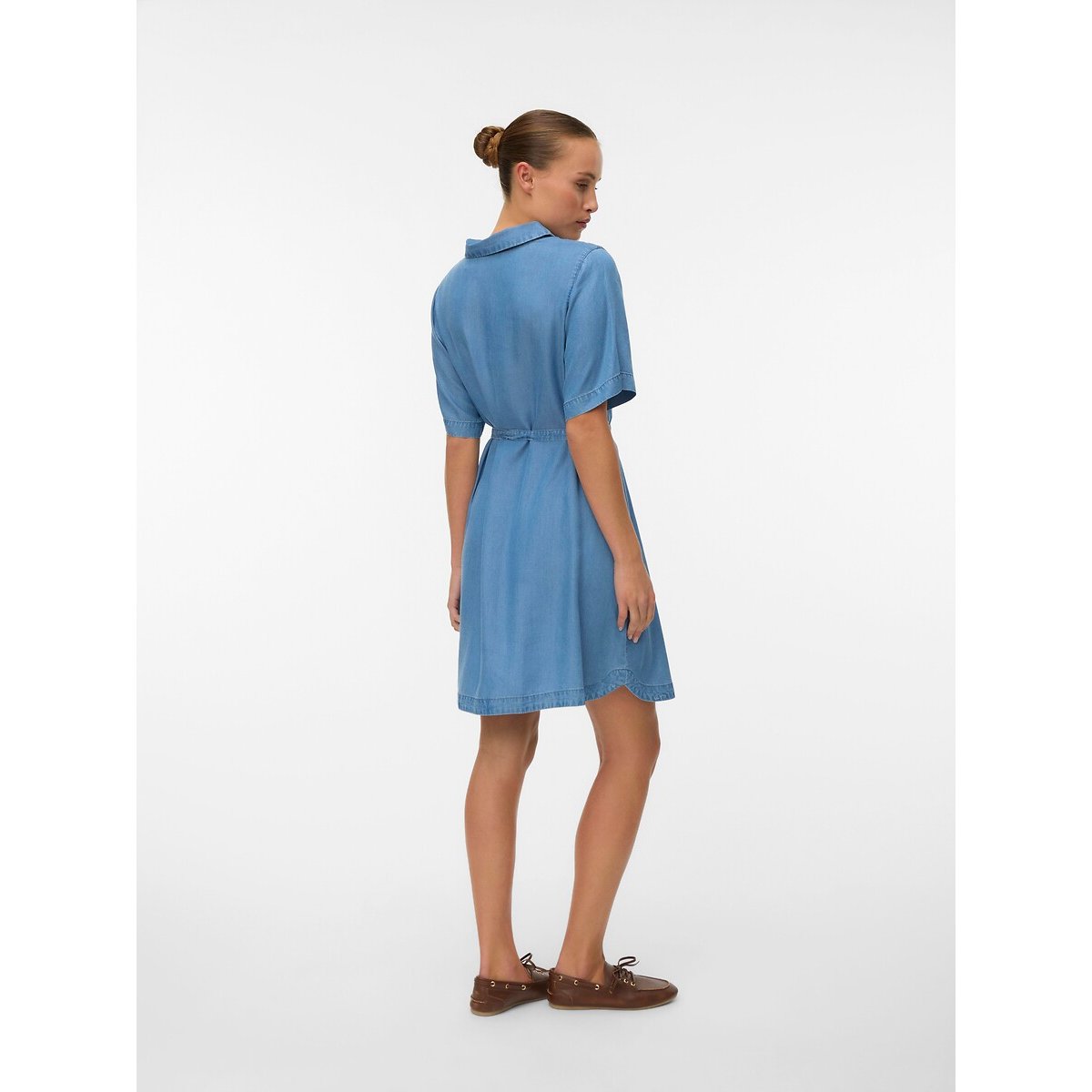 Belted Mini Shirt Dress medium blue , VERO MODA