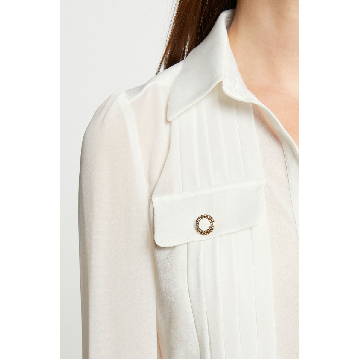 Chemise manches longues avec plis ecru, MORGAN