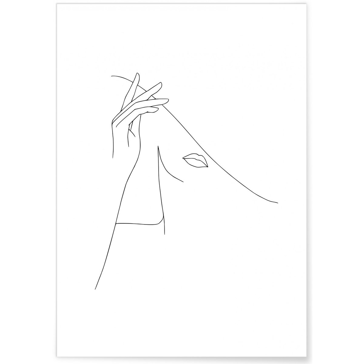 Affiche Line Art Women Hat blanc, L'AFFICHERIE