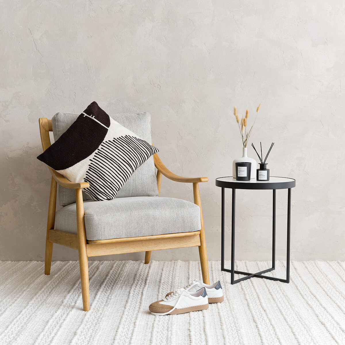 Arcot Mid Century Linen Armchair with Solid Ash Frame natural, ÉDITÉ