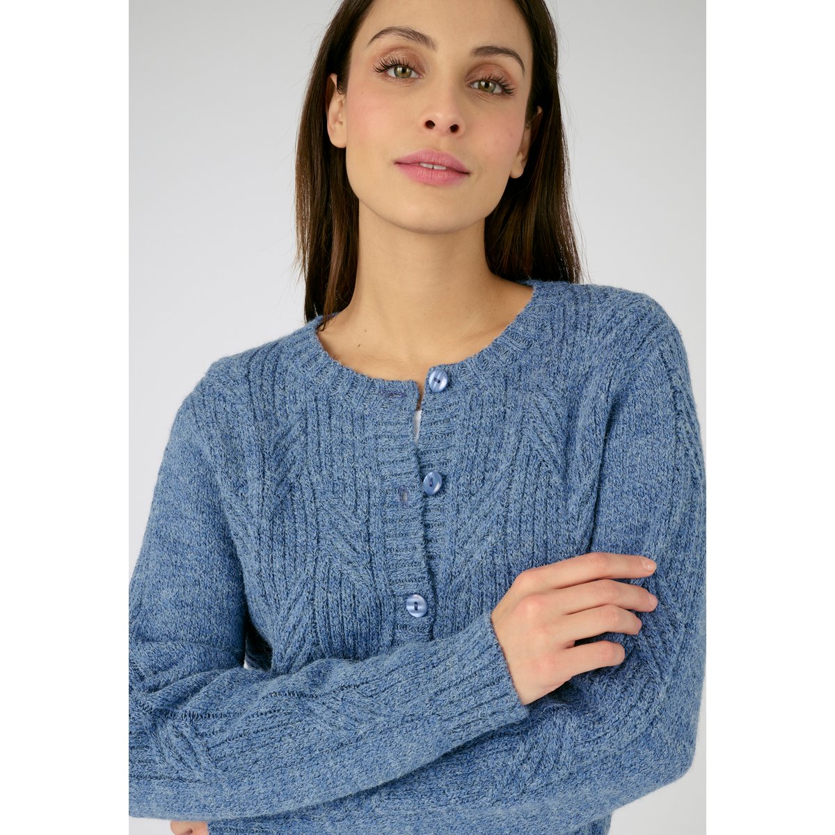 Cardigan maille chinée Thermolactyl bleu chiné, DAMART