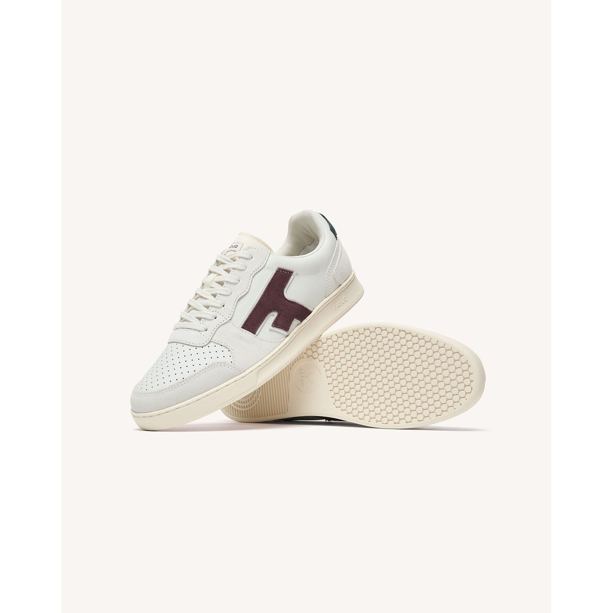 Baskets basses en cuir Blanc et brun rosé blanc et brun rosé, FAGUO