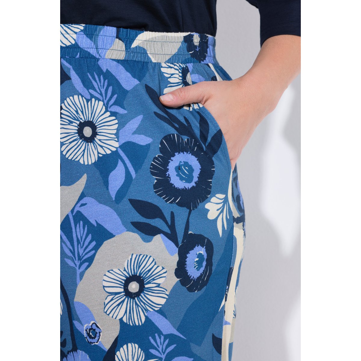 Jupe-culotte en jersey de coton bio bleu jean, ULLA POPKEN