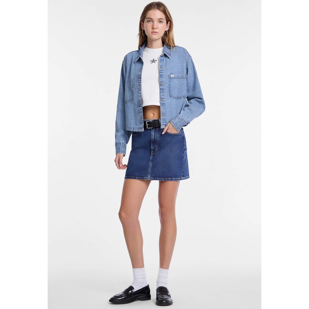 Mini-Jupe En Jean bleu, GUESS JEANS