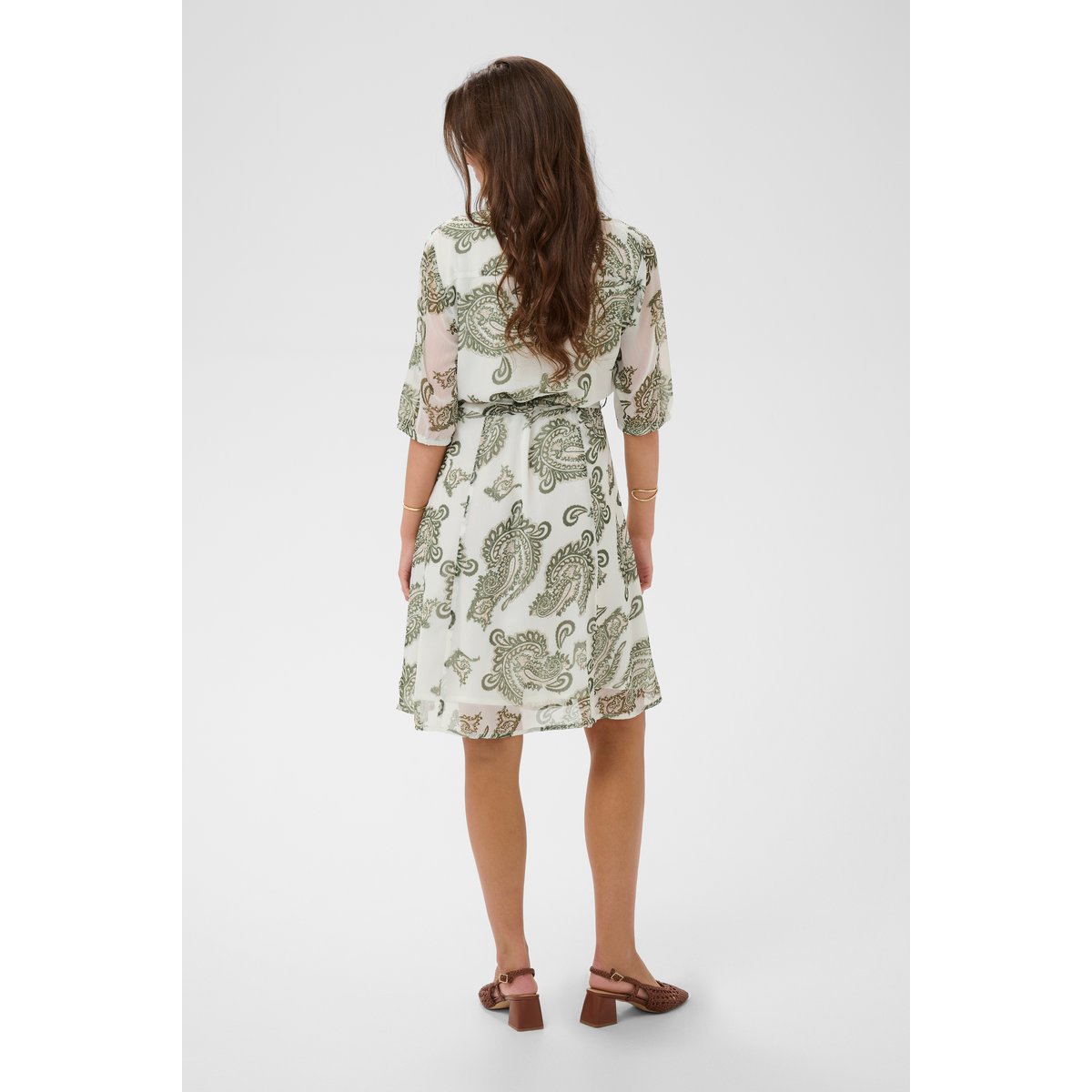 Robe vert dark green paisley, CREAM