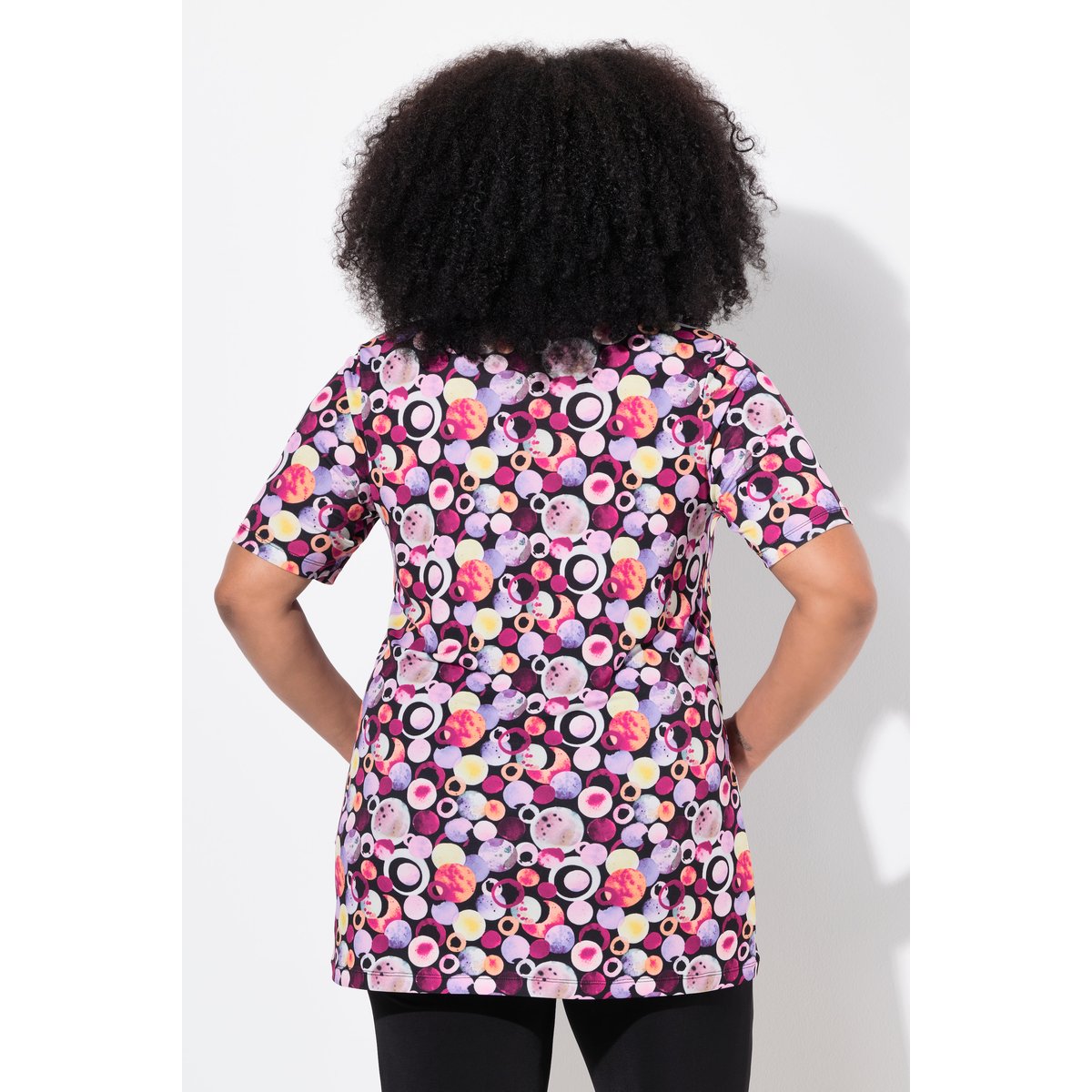 T-shirt long coupe évasée noir, ULLA POPKEN