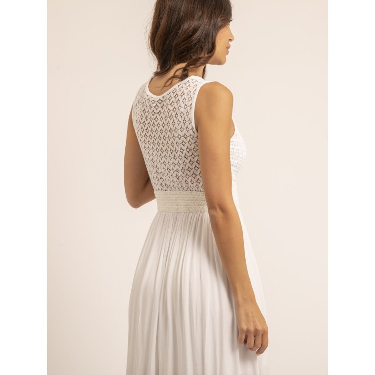 Robe Longue En Dentelle Ipalene blanc, DONA LISA
