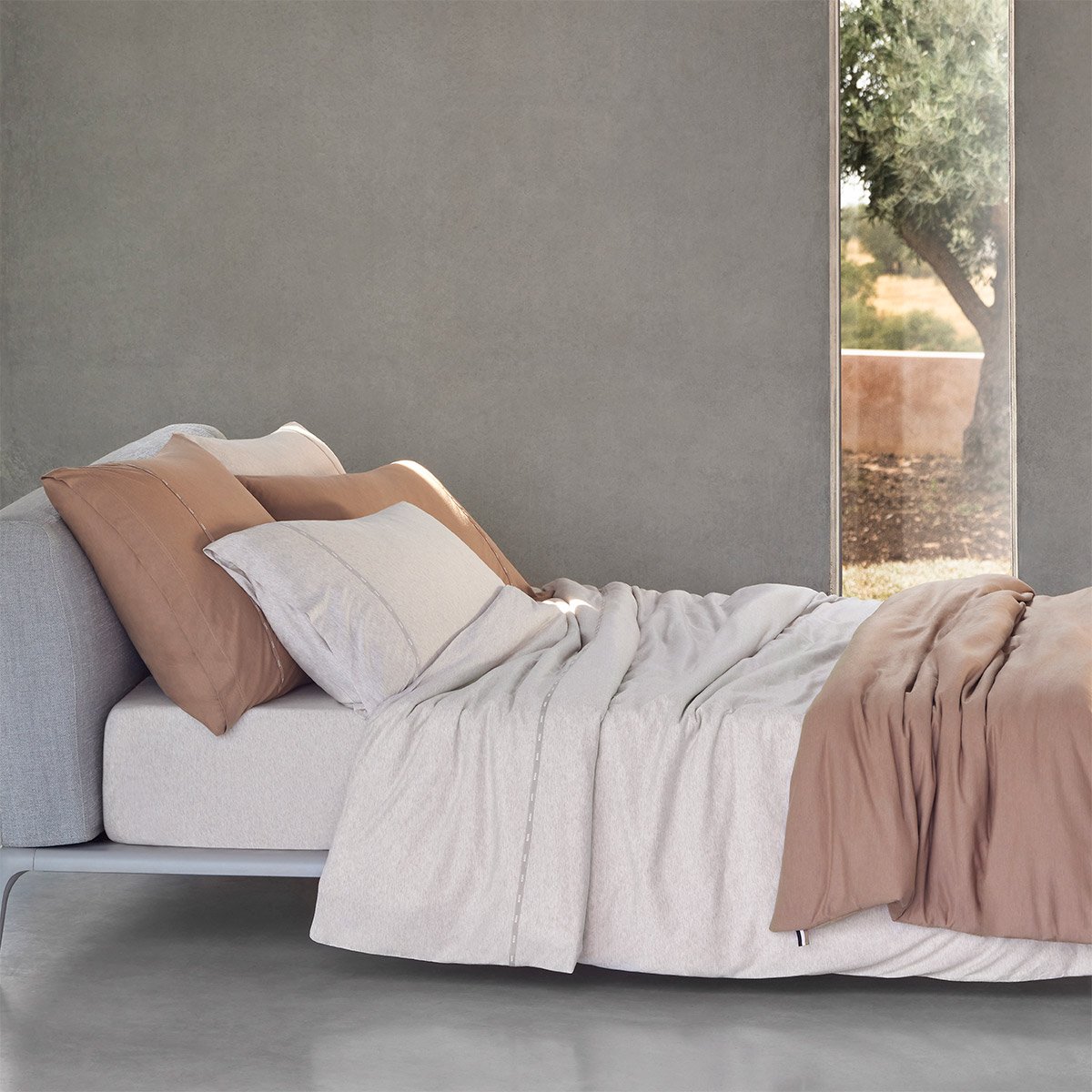 Drap housse en coton modal gris, BOSS SENSE natural, BOSS HOME