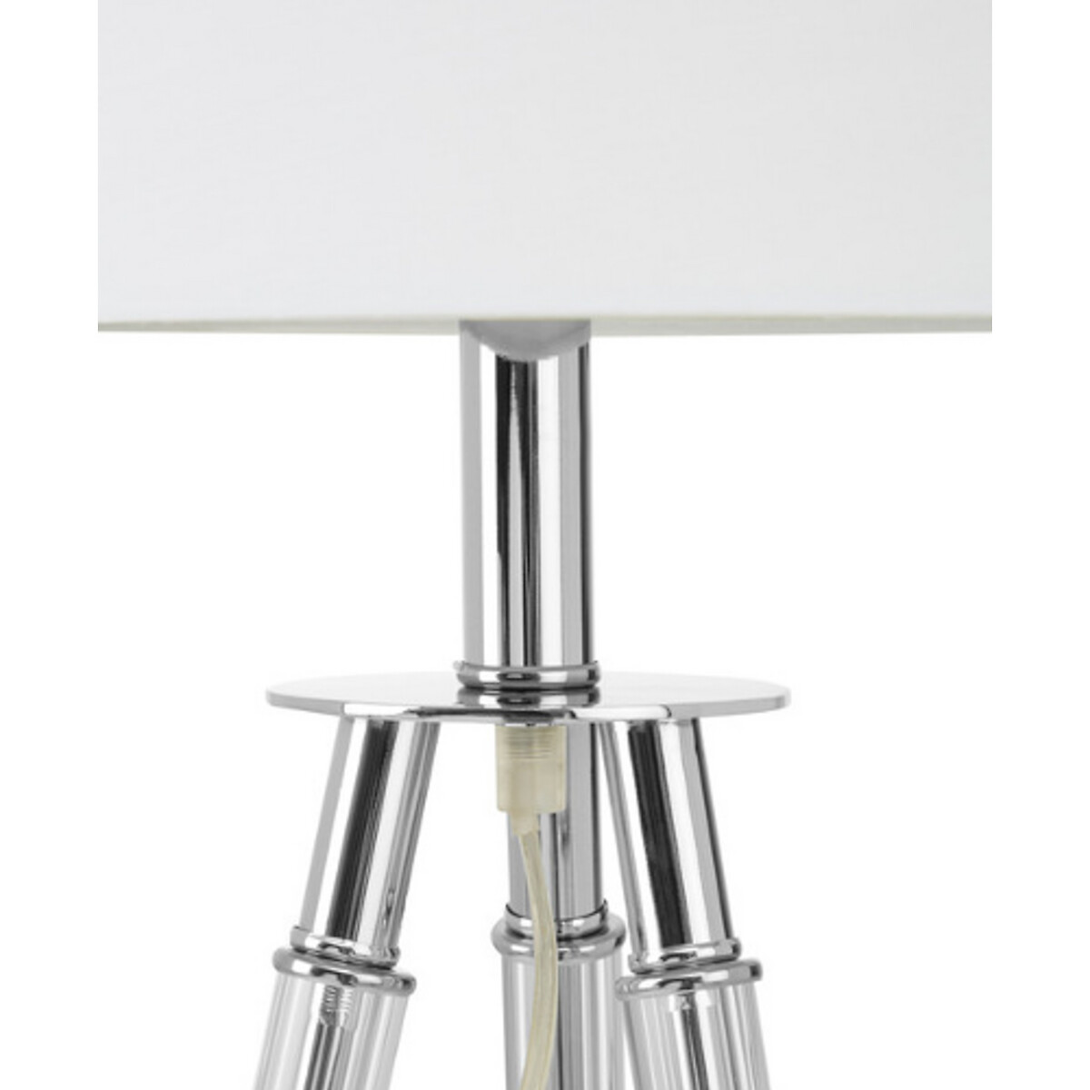 Harlen Tripod Table Lamp with White Shade in Chrome silver-coloured, SO'HOME