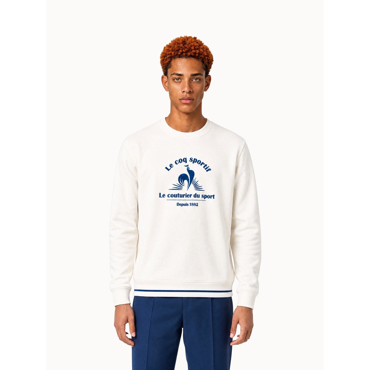 Sweat col rond Héritage blanc, LE COQ SPORTIF
