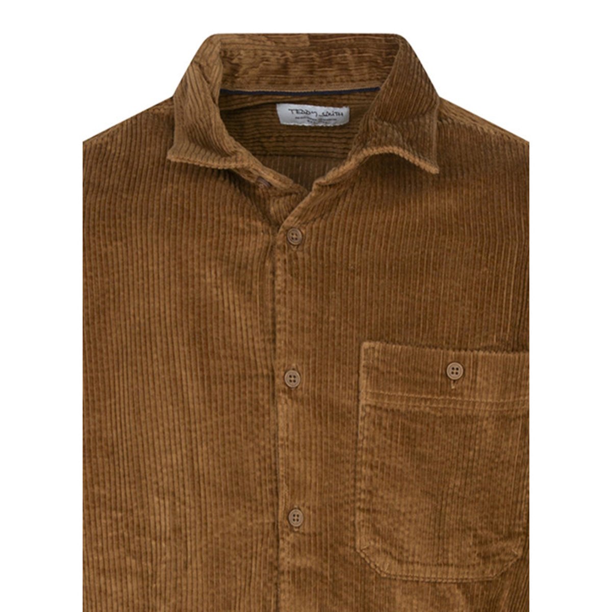 Chemise en coton camel unie coupe regular fit avec un col à revers camel, TEDDY SMITH
