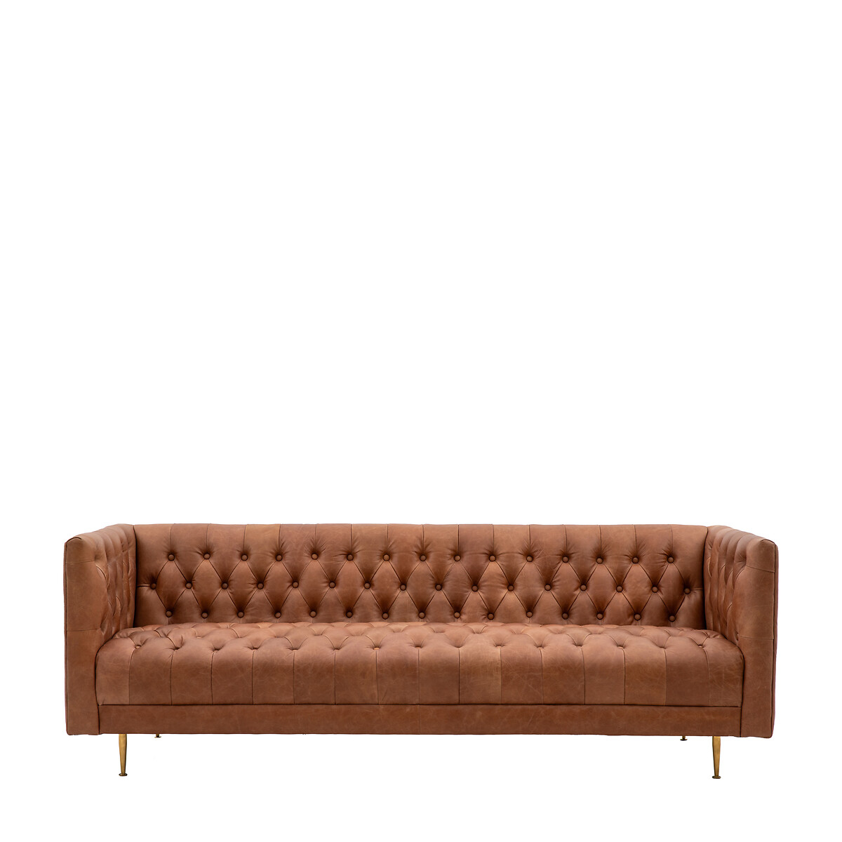 Kendal Retro Buttoned 3-Seater Leather Sofa brown , ÉDITÉ