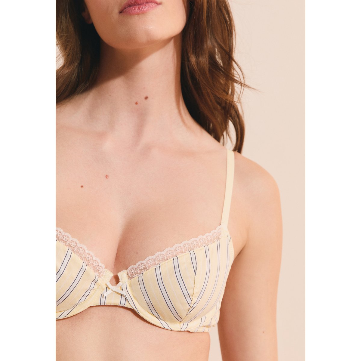 Soutien-gorge en coton à rayures BENICIO DAY jaune pale, ETAM