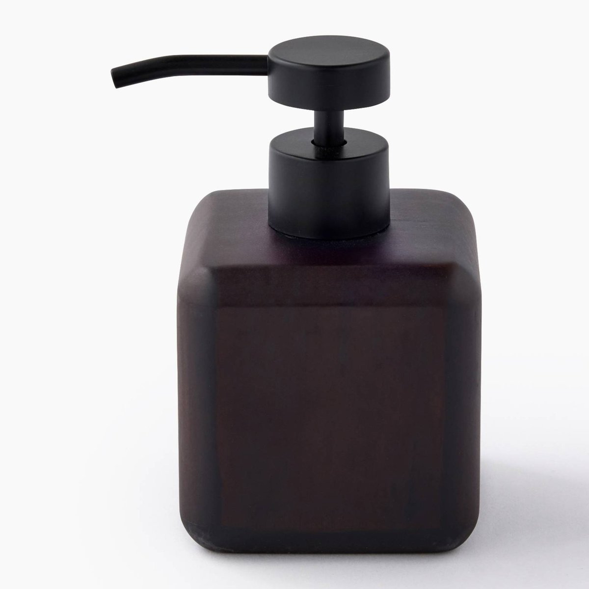 Distributeur de savon,8,2x8,2x13,2cm, en bois d'acacia et plastique bois fonce, MONOPRIX