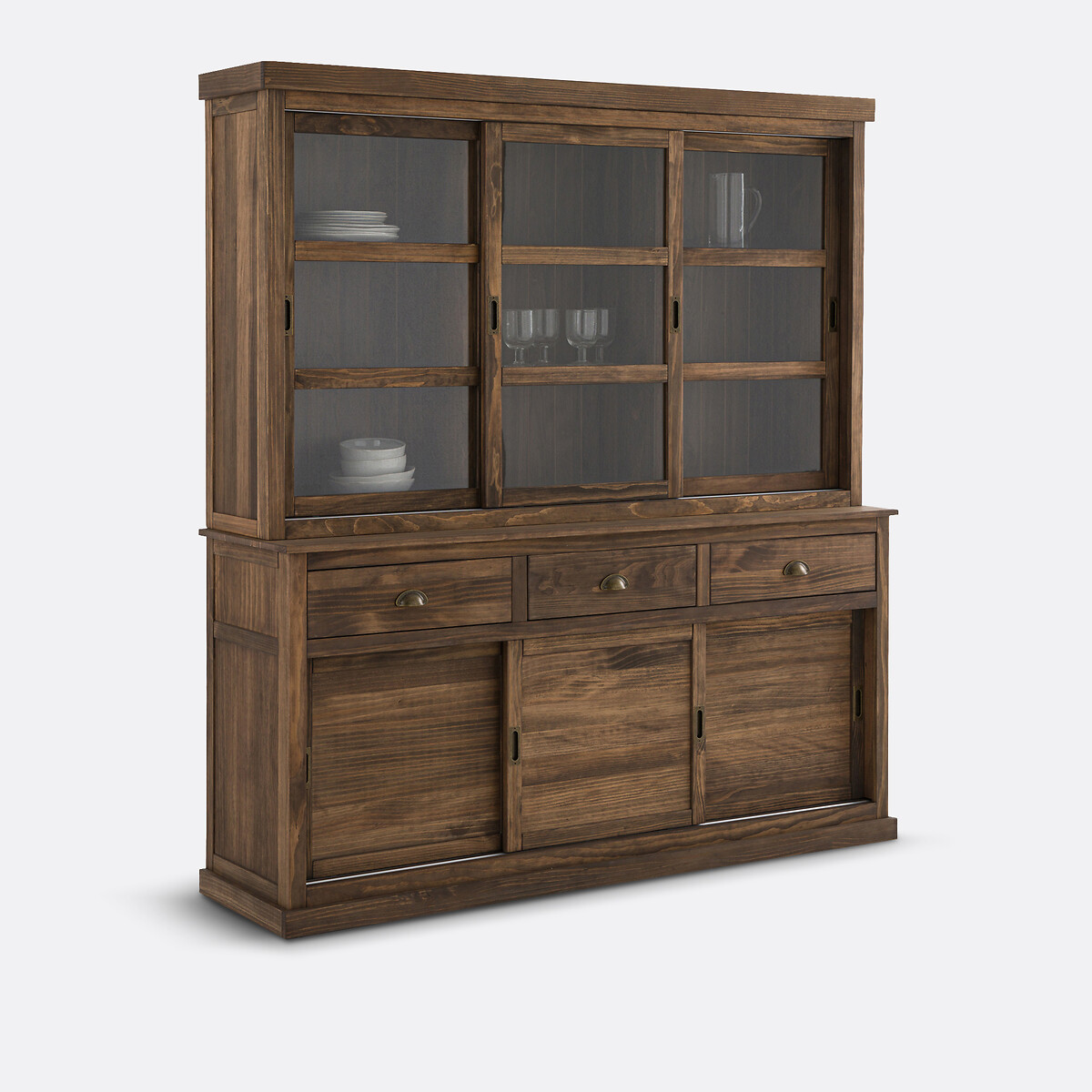 Aparador de 3 puertas y 3 cajones de pino macizo MDF Lunja encerado natural, LA REDOUTE INTERIEURS