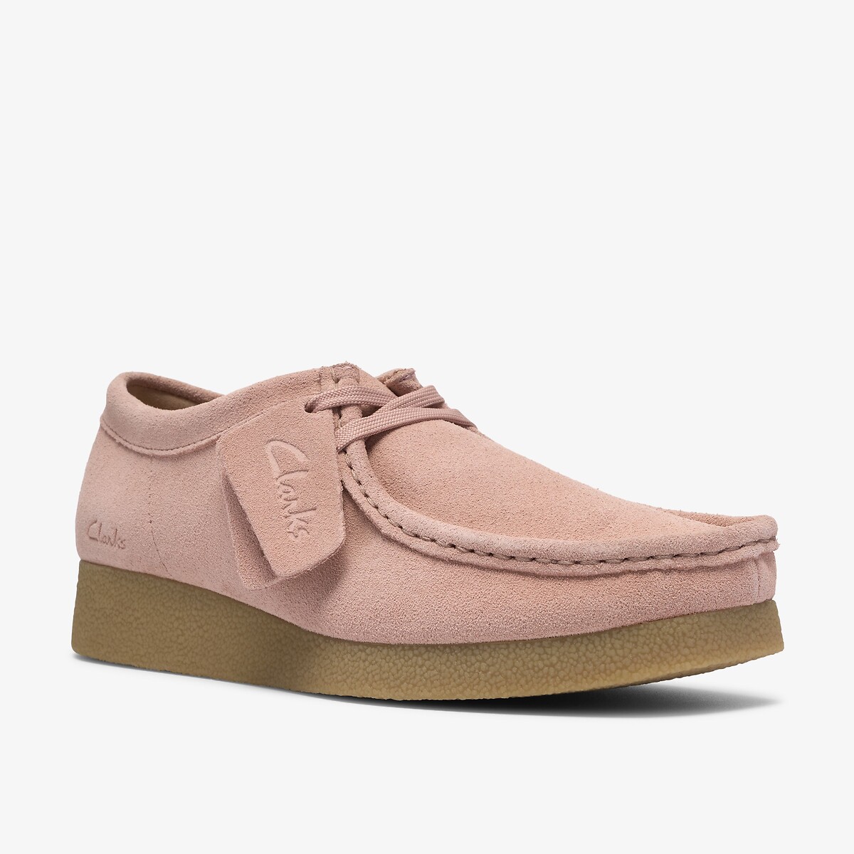Chaussures Wallabee Evo en cuir suédé rose pale, CLARKS