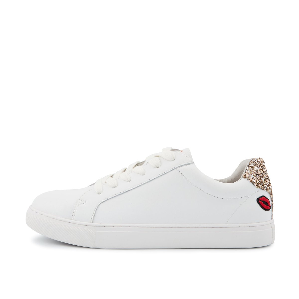 Baskets En Cuir Simone Petit Amour Glitter blanc, BONS BAISERS