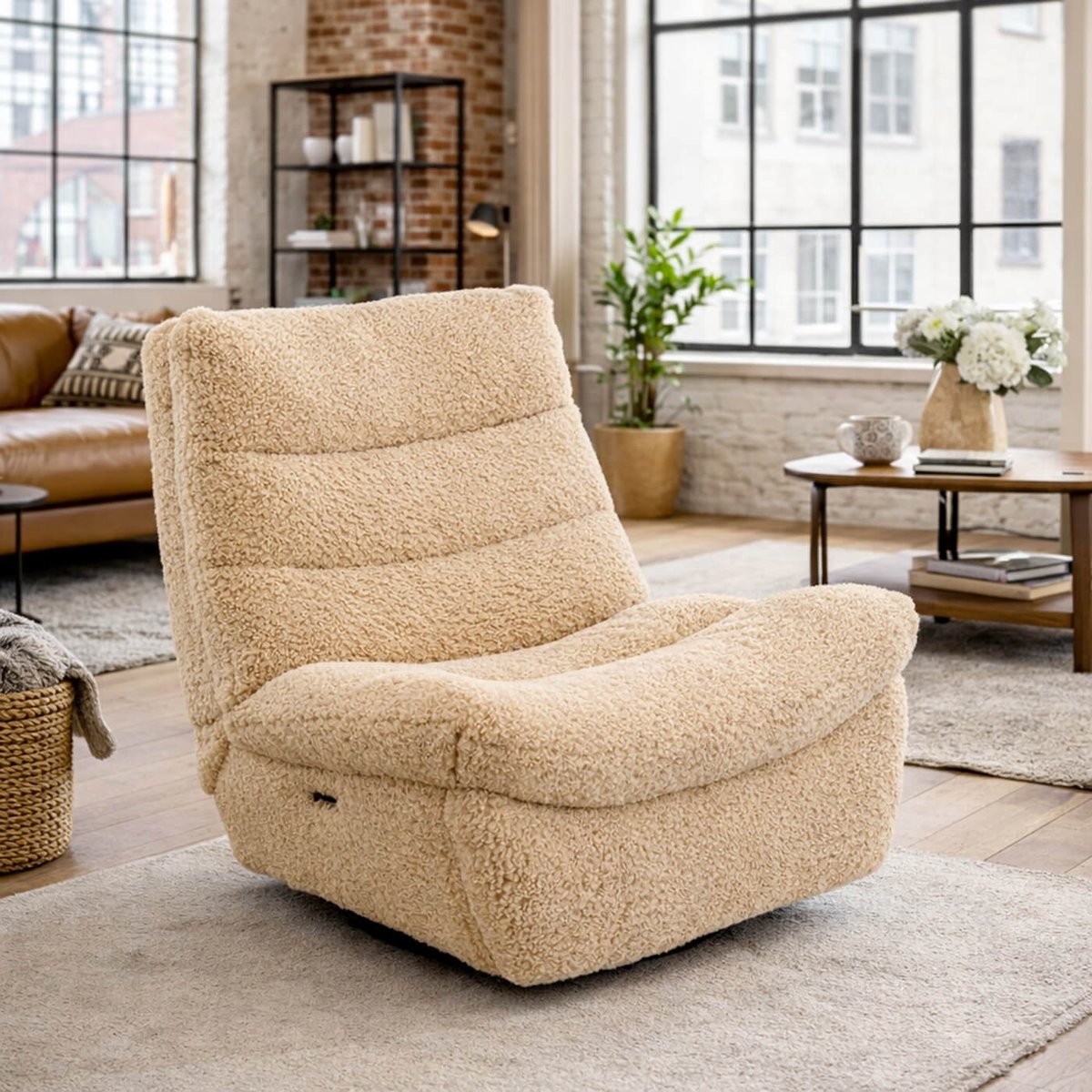 Fauteuil inclinable bouclé, TILDA beige, KARE DESIGN