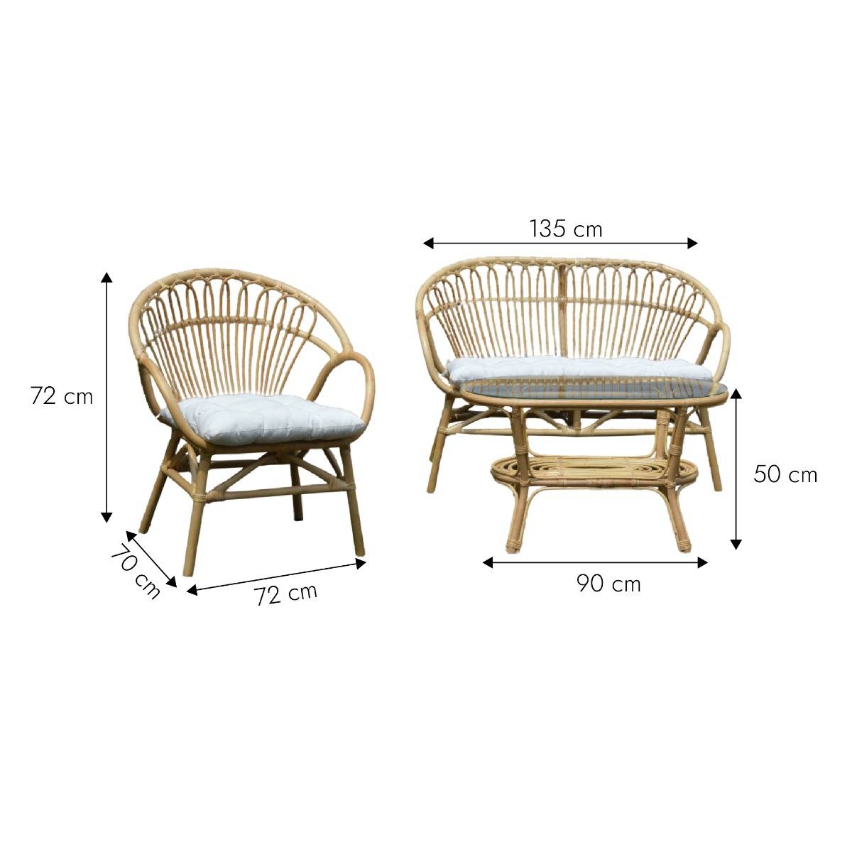 Salon de jardin en rotin et verre RATTAN bois foncé, MADE IN MEUBLES