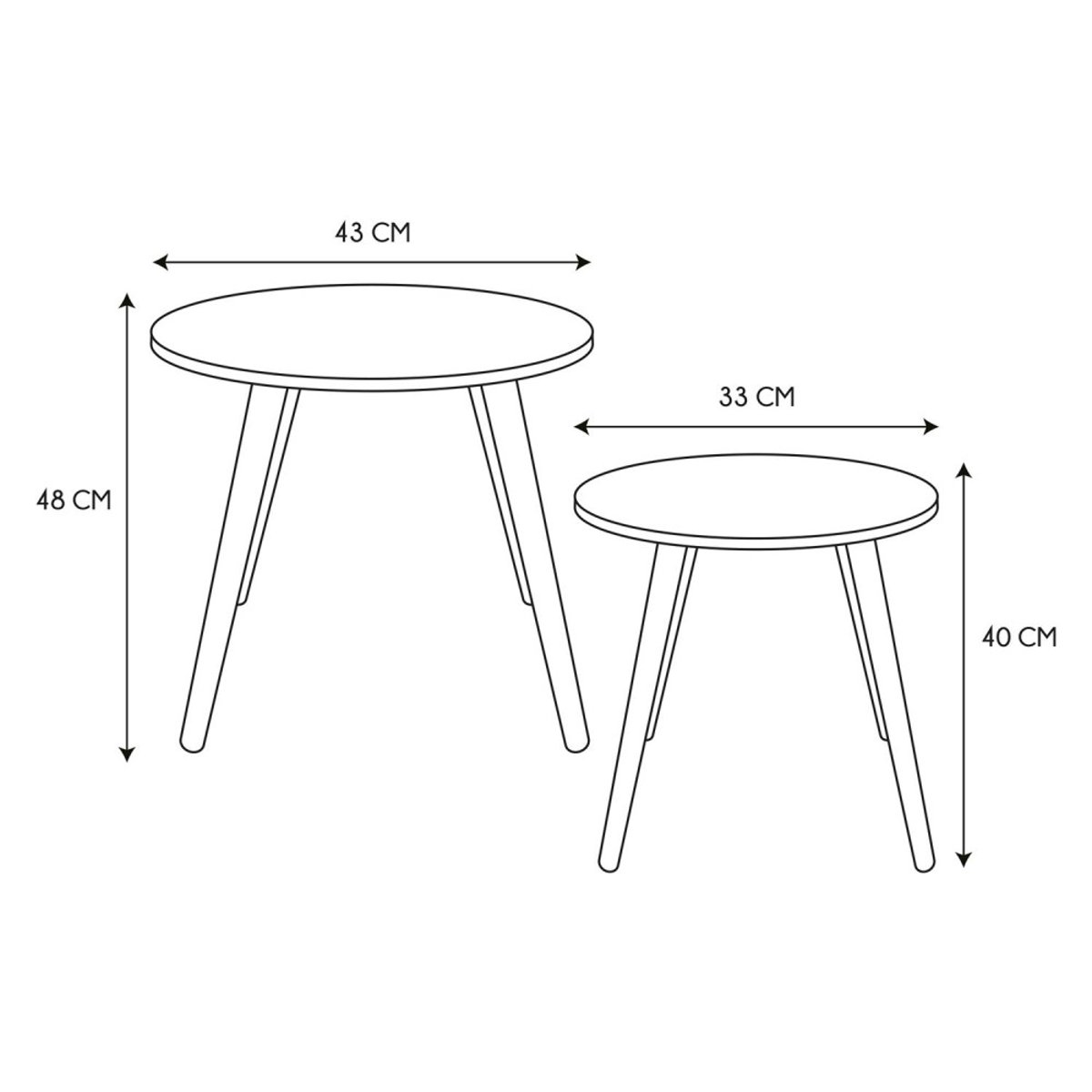 Lot De 2 Tables Gigognes Bicolore Bleu Jaune bleu, DECORATIE
