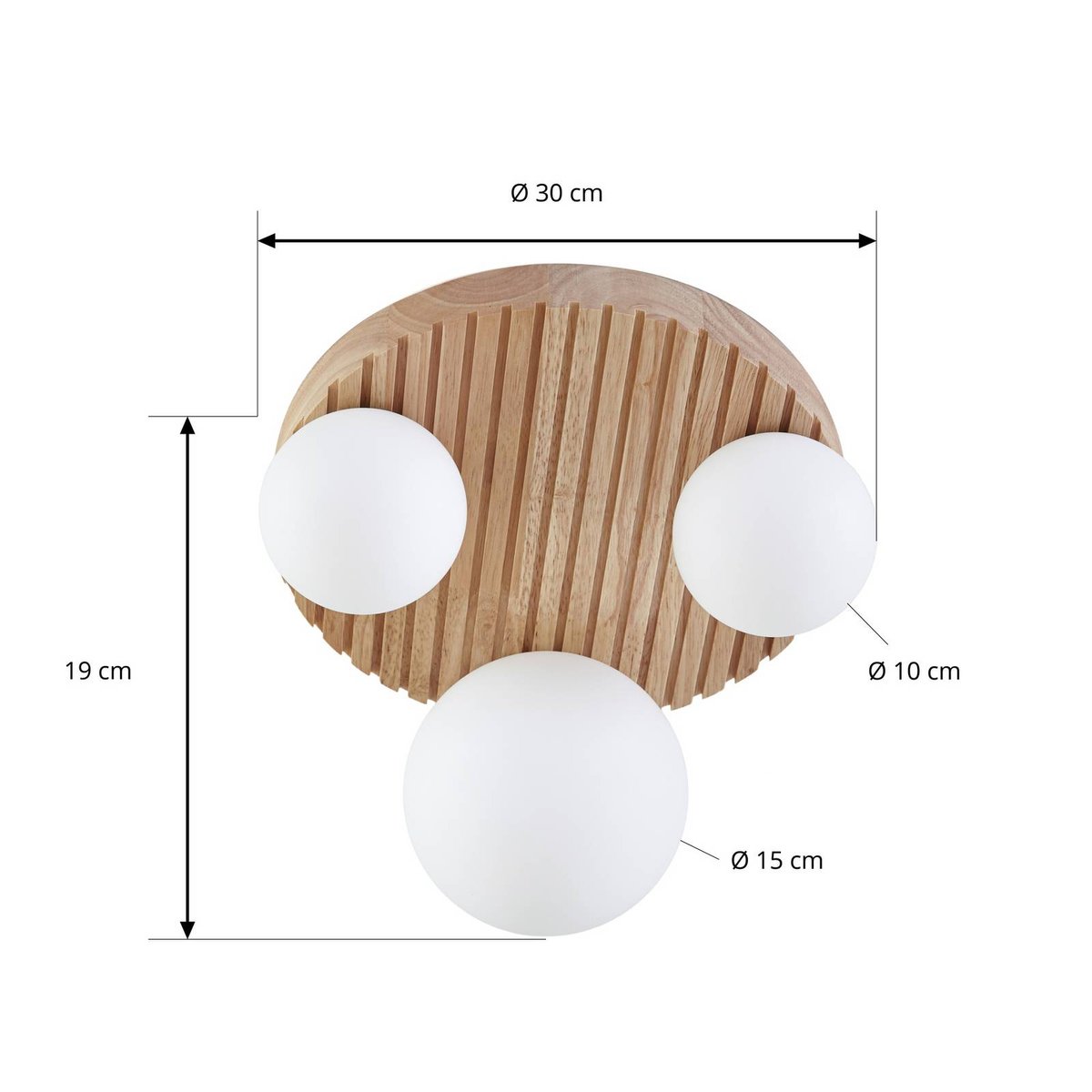 Plafonnier en bois moderne, Mori bois clair, blanc, LINDBY