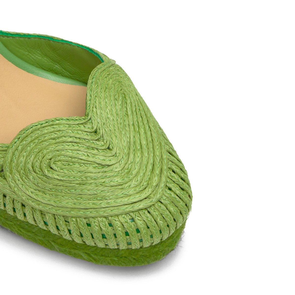 Espadrilles compensées en raphia tressé avec lacets à nouer CACIA PLATFORM vert, CASTANER