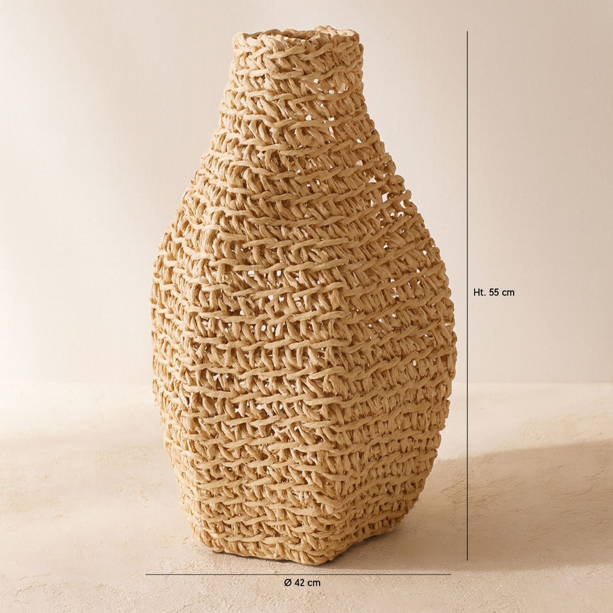 Jarre décorative en fibre d'abaca naturel, NOW'S HOME
