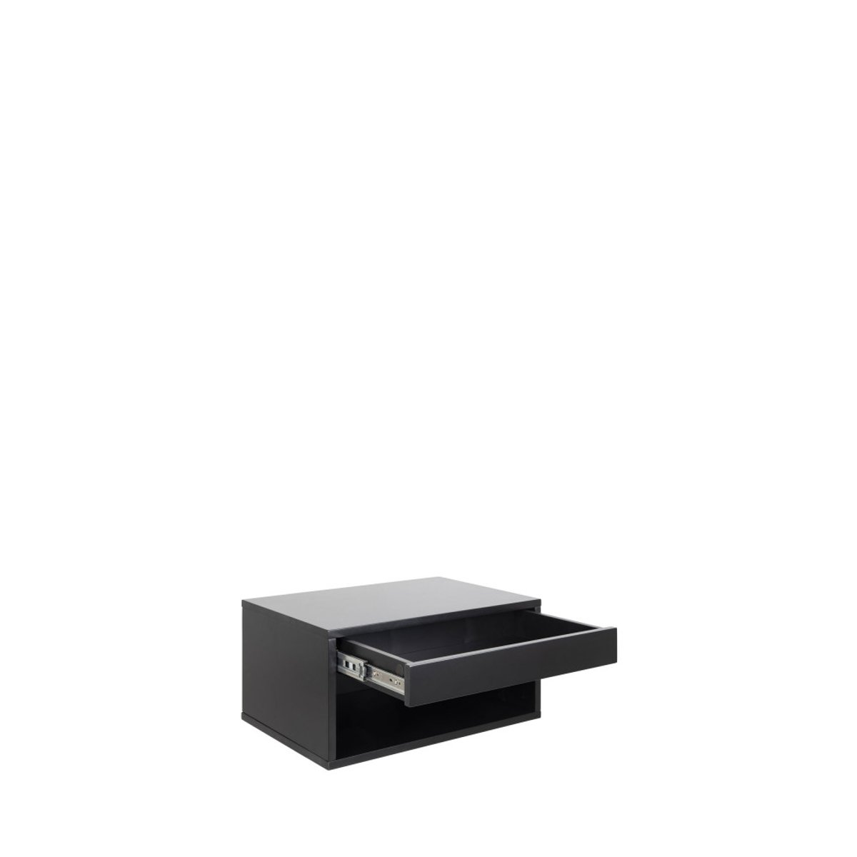 Table de chevet murale 1 niche, 1 tiroir en bois- MANO noir, DRAWER