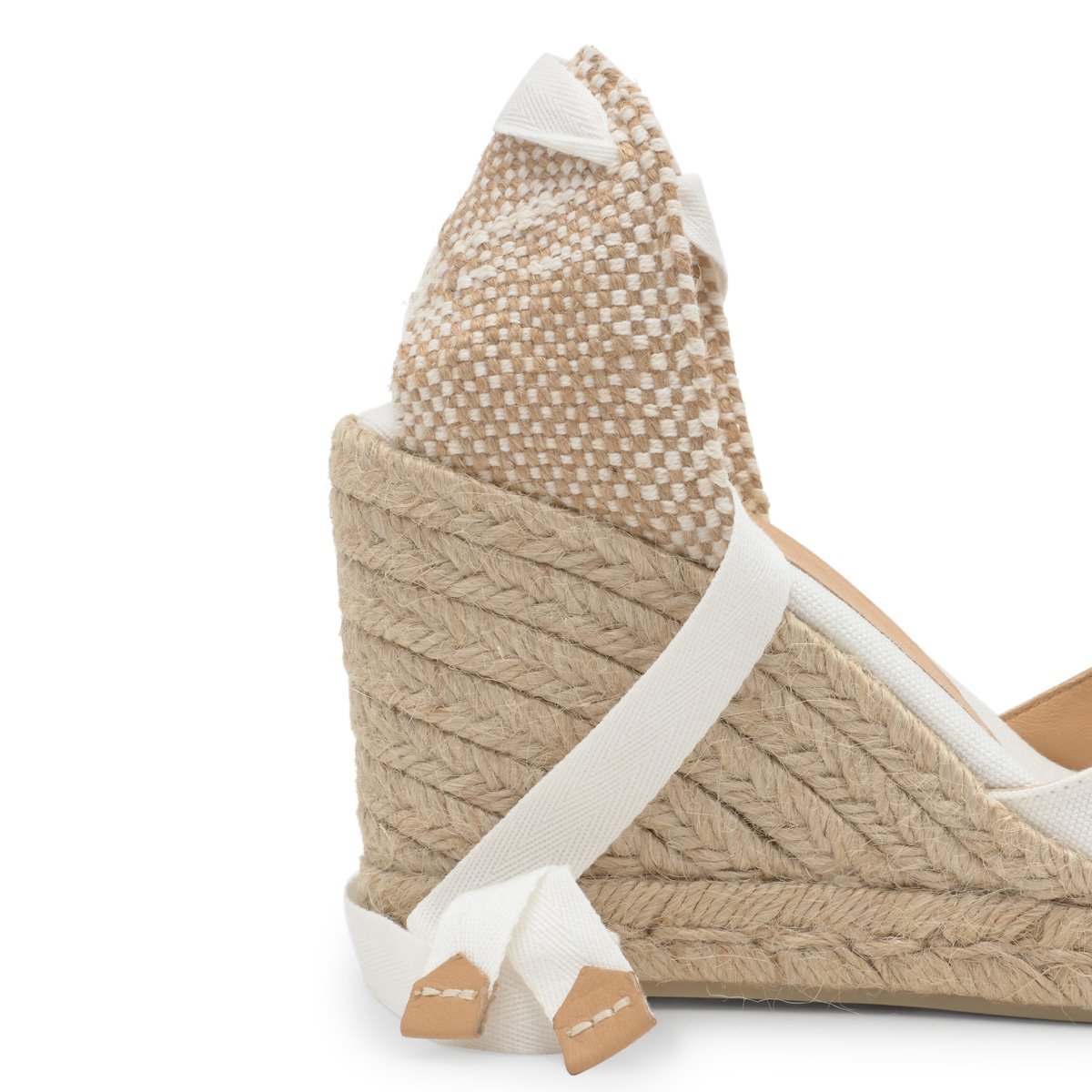 Espadrilles compensées en jute tressée à découpe en V CHIARA PLATFORM blanc, CASTANER