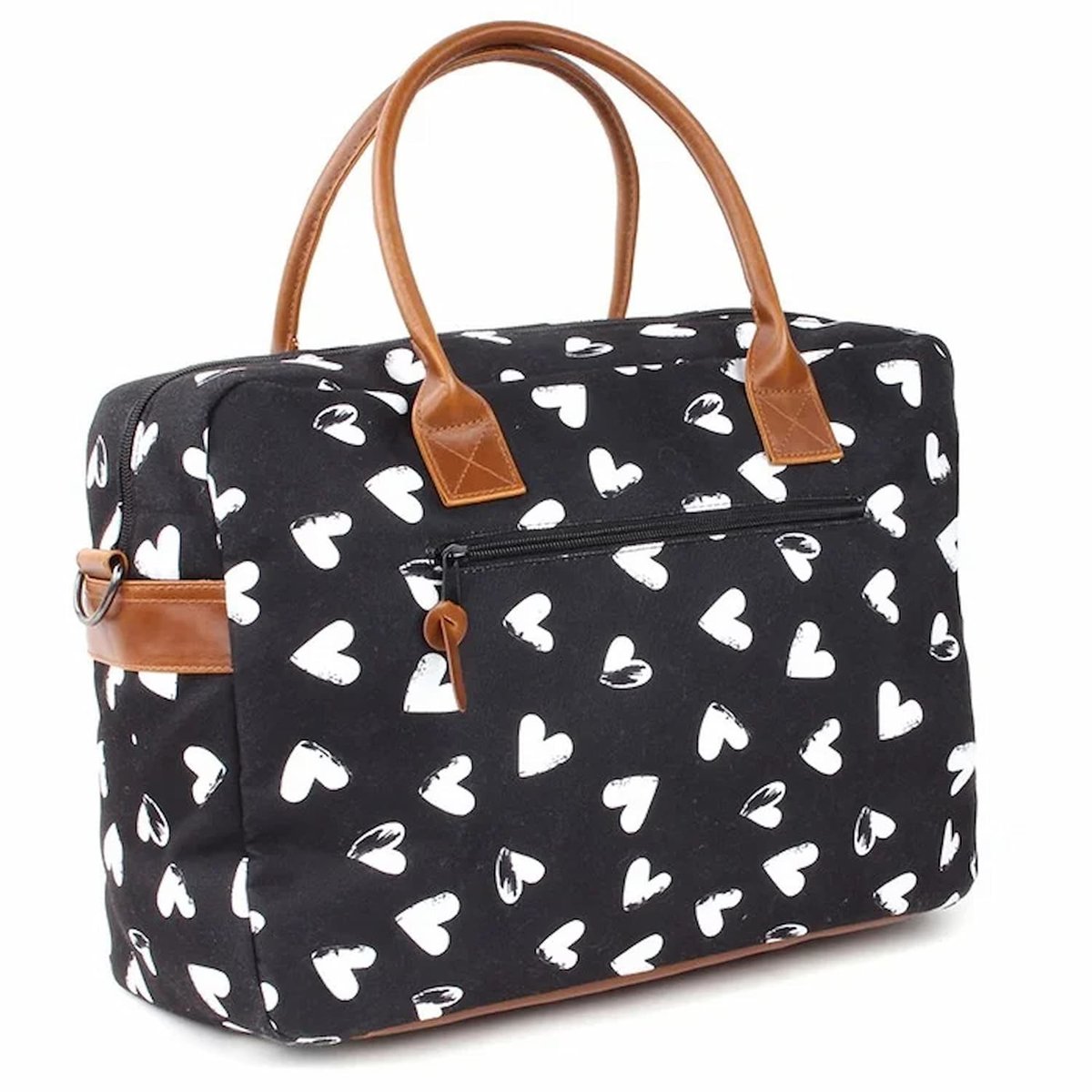 Sac à langer et son matelas KIDZROOM noir, coeurs, KIDZROOM