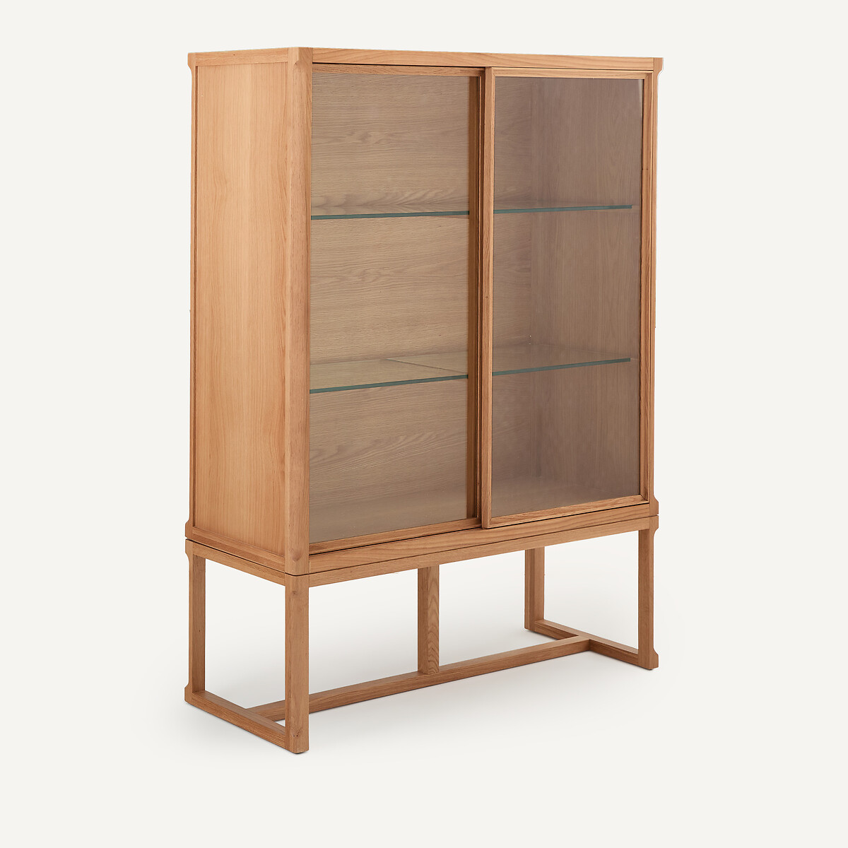Aparador de vitrina alta, en roble y chapa de madera, IÉNA, diseño de Emmanuel Gallina roble natural, AM.PM X EMMANUEL GALLINA